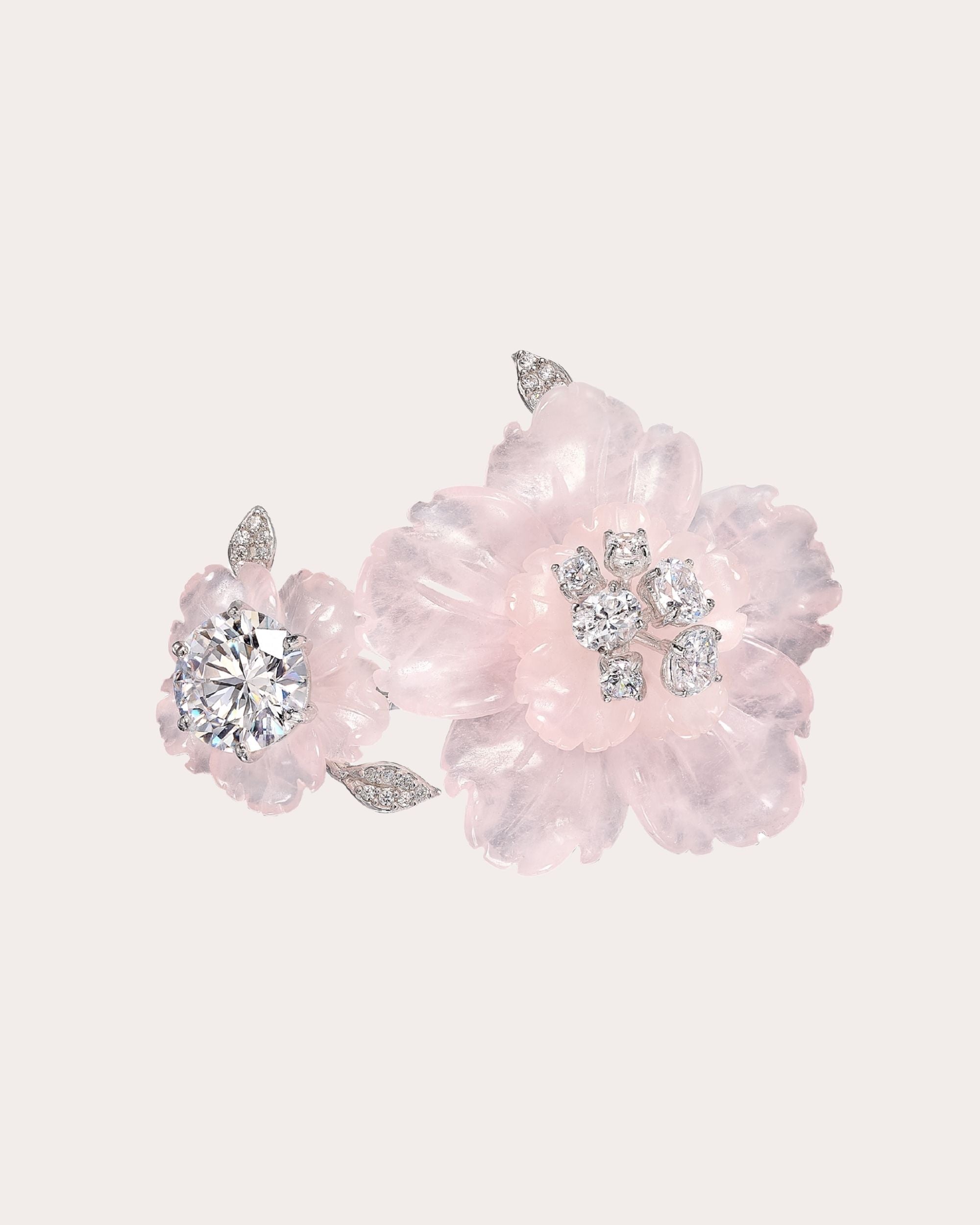 Rose Quartz & Diamond Sakura Diamond Ring