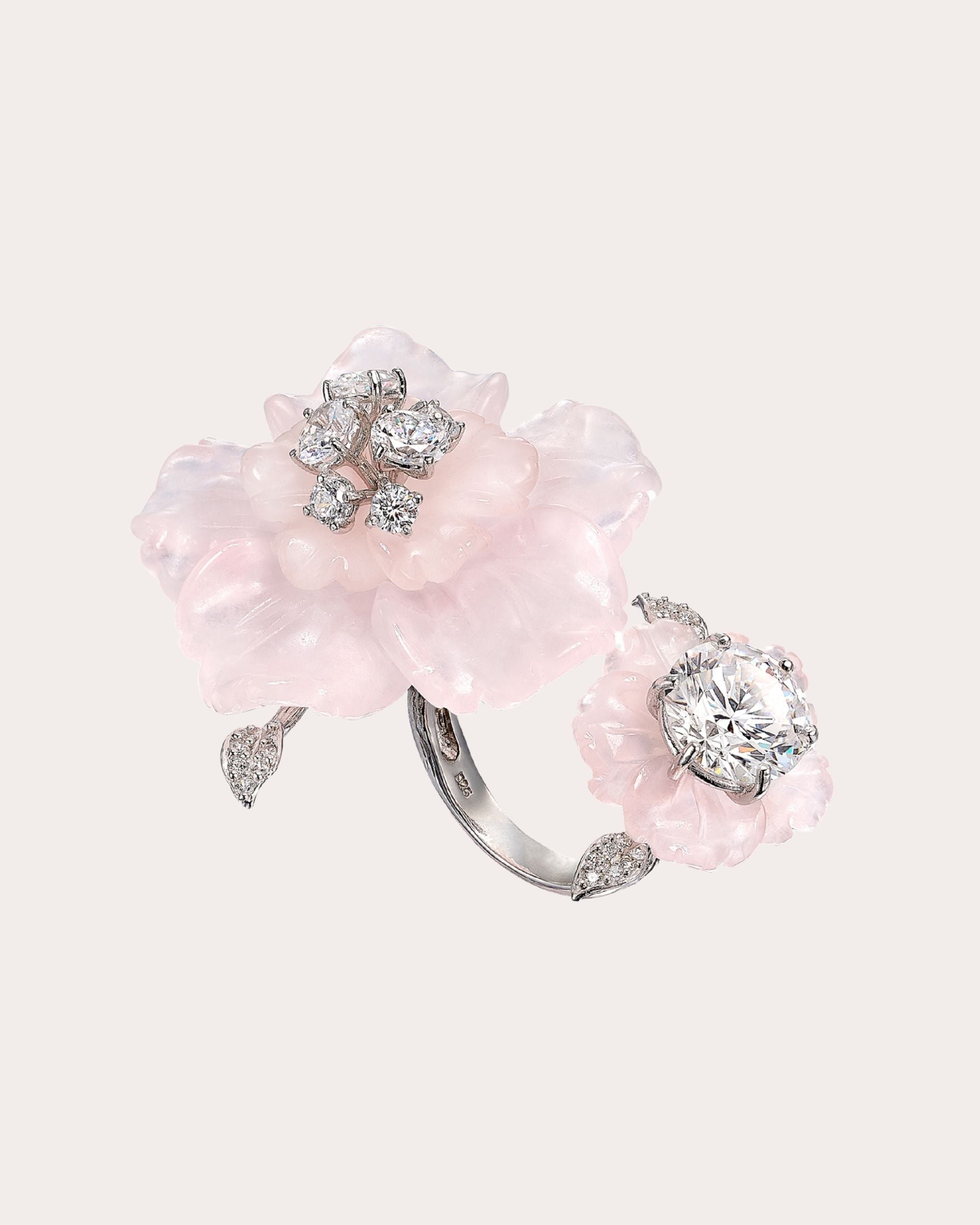 Rose Quartz & Diamond Sakura Diamond Ring