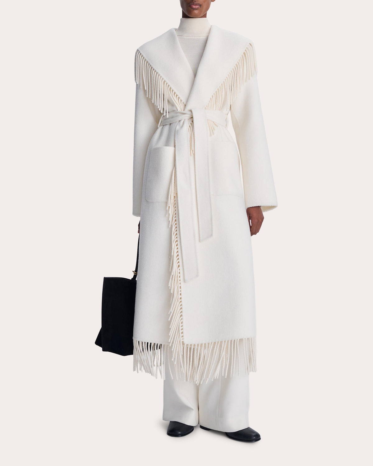 Carrie Fringe Wool Wrap Coat
