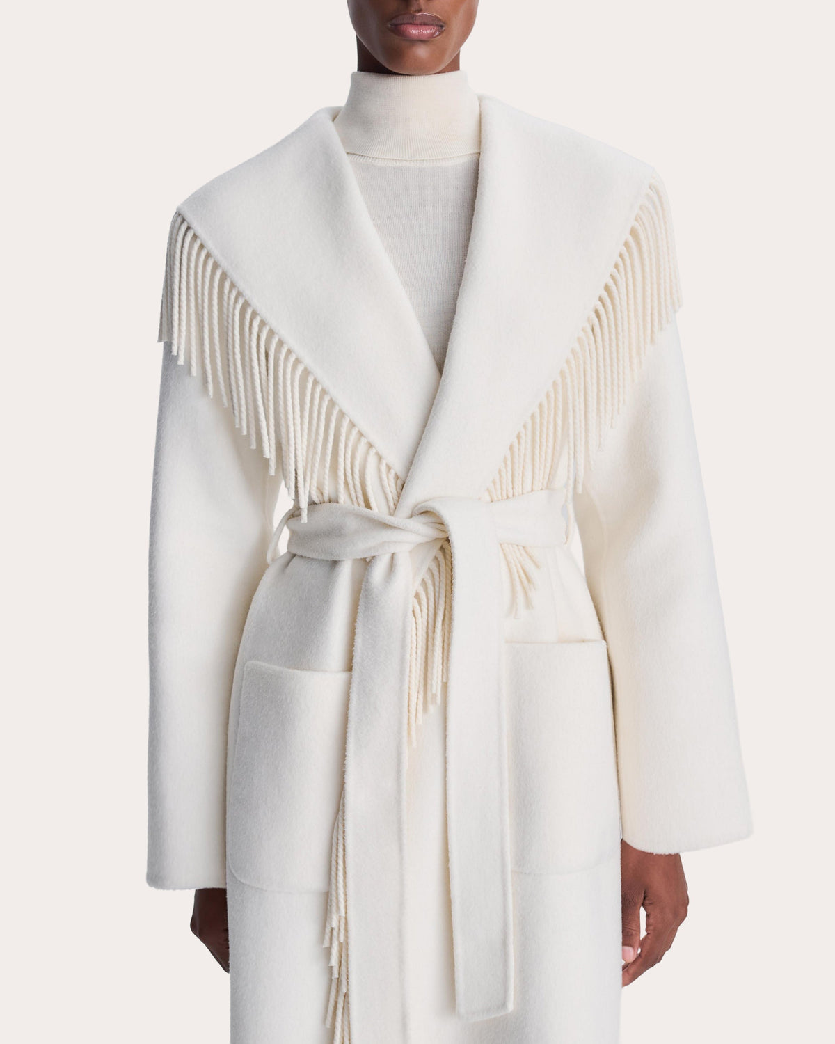 Carrie Fringe Wool Wrap Coat