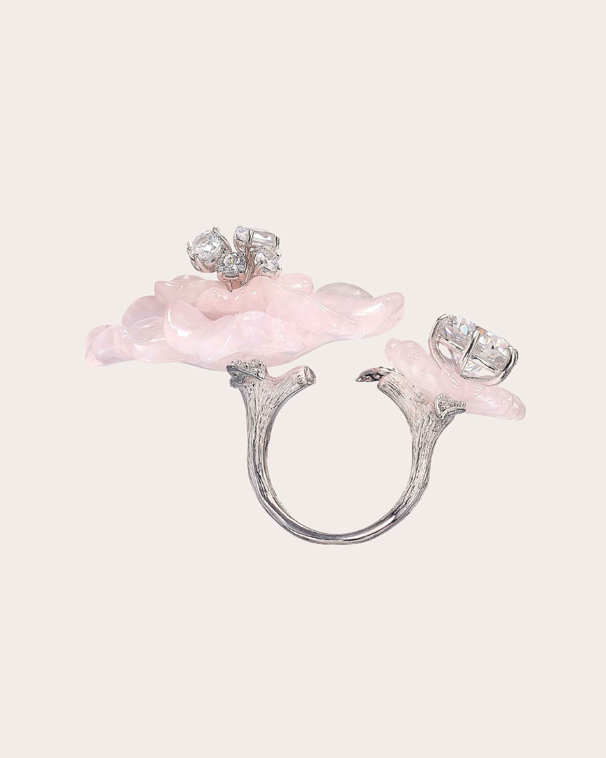 Rose Quartz & Diamond Sakura Diamond Ring