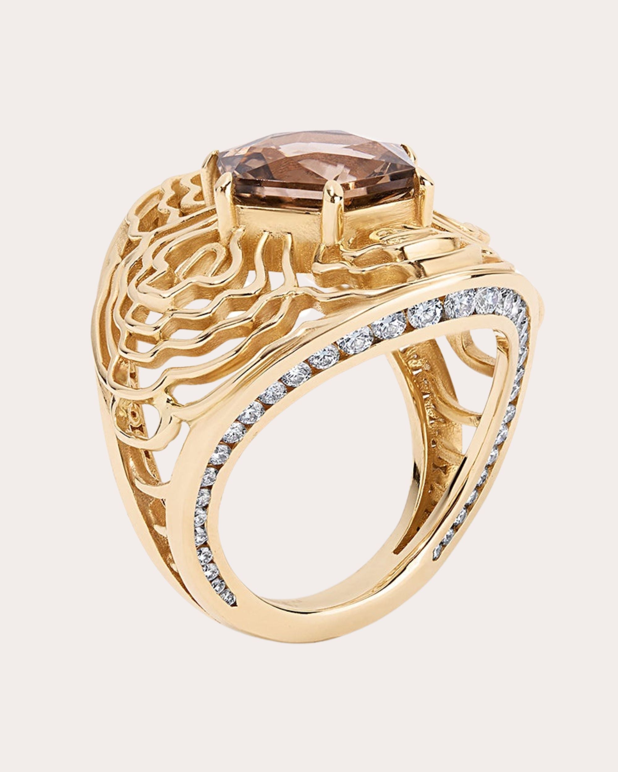Diamond & Quartz 14k Gold 200Hz Ring