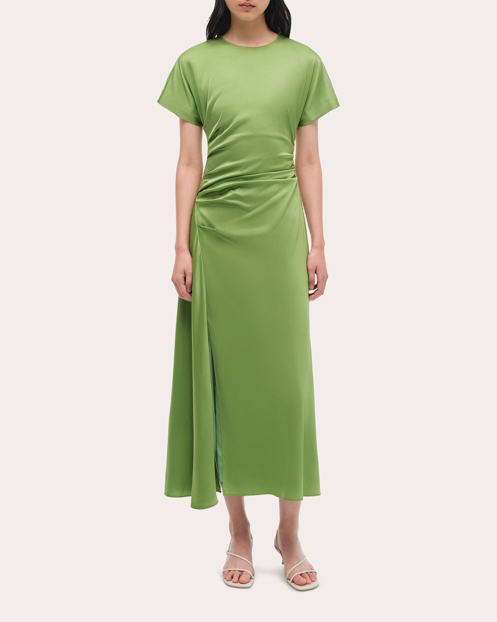 Marabella Satin Draped Midi Dress