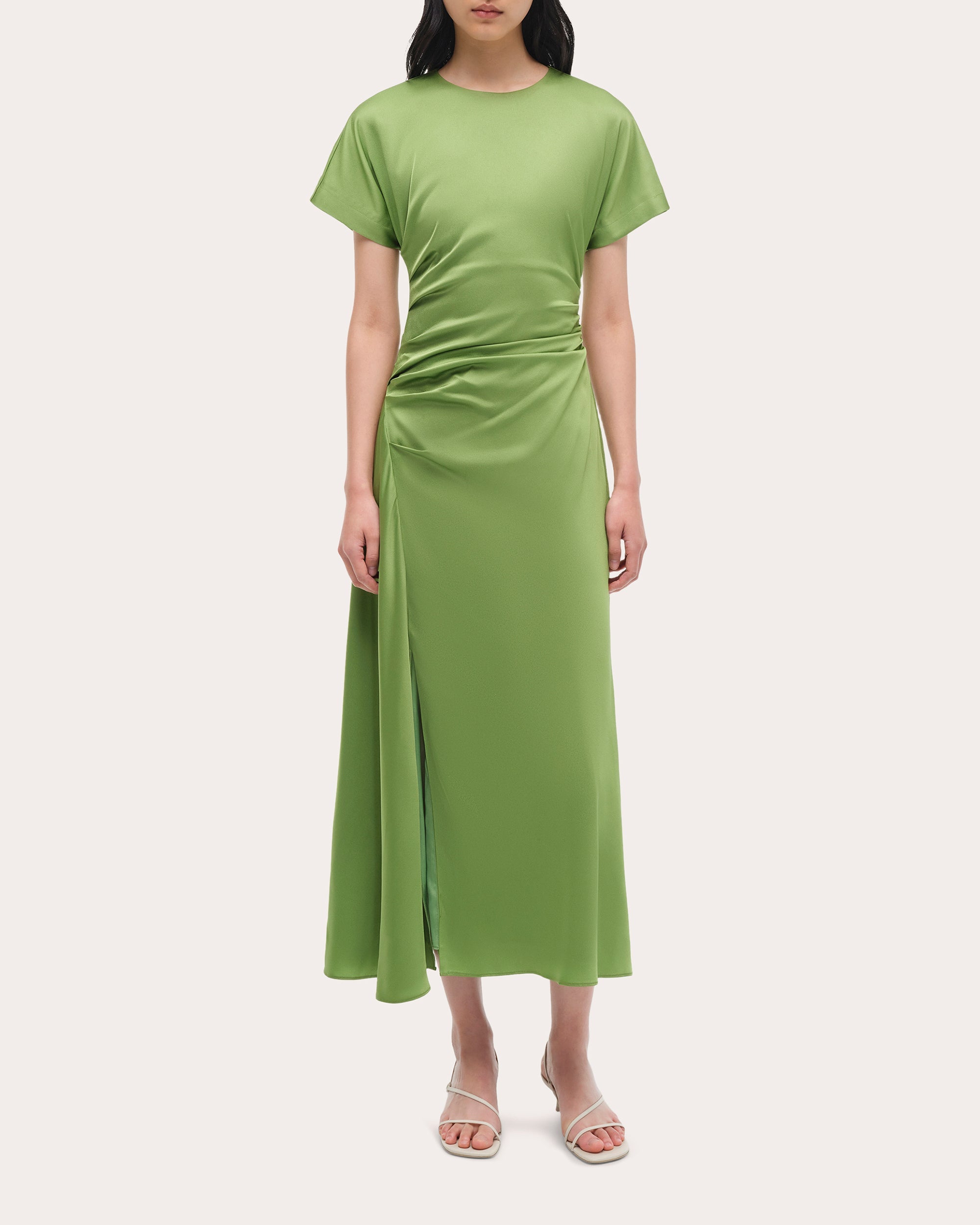 Marabella Satin Draped Midi Dress