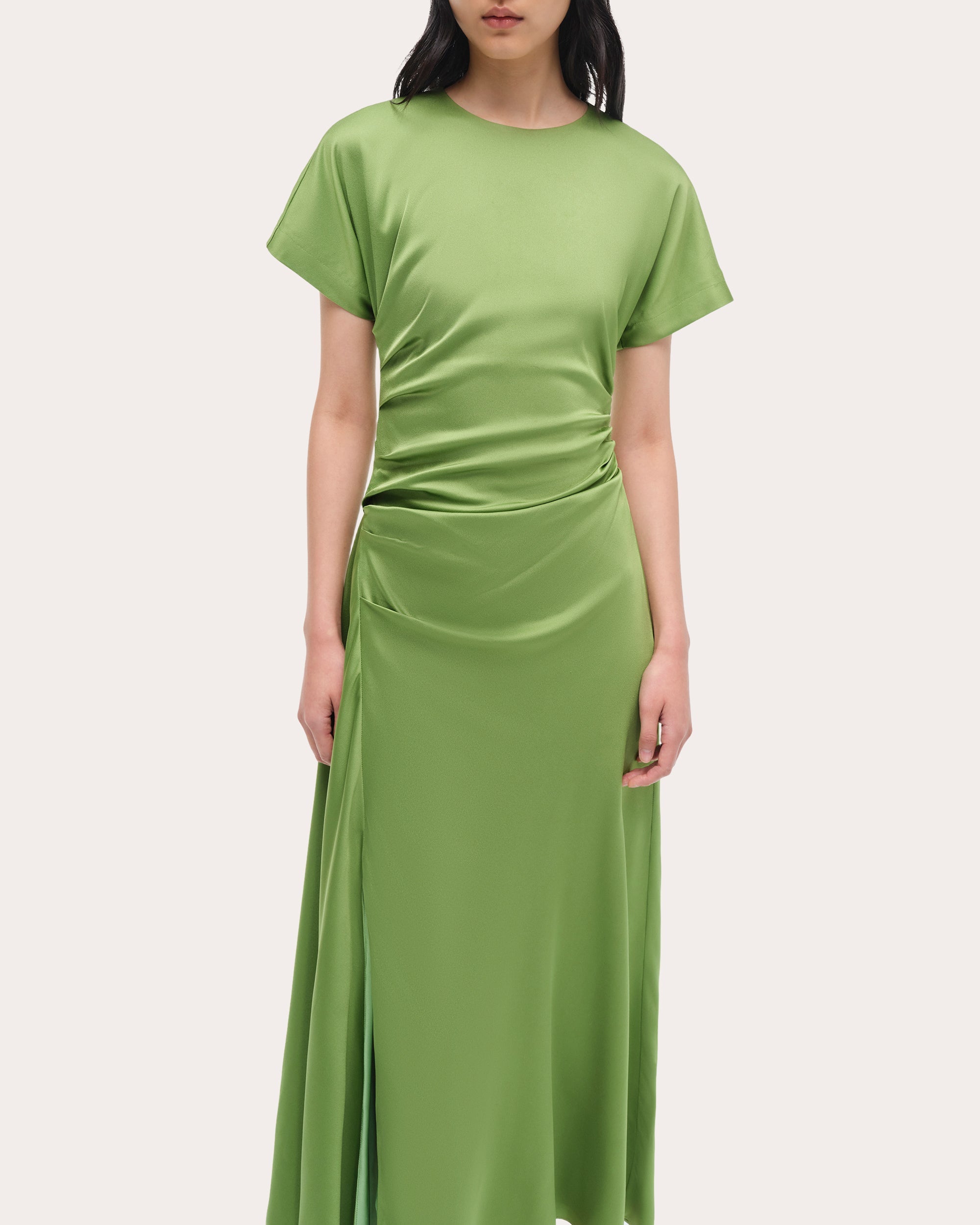 Marabella Satin Draped Midi Dress