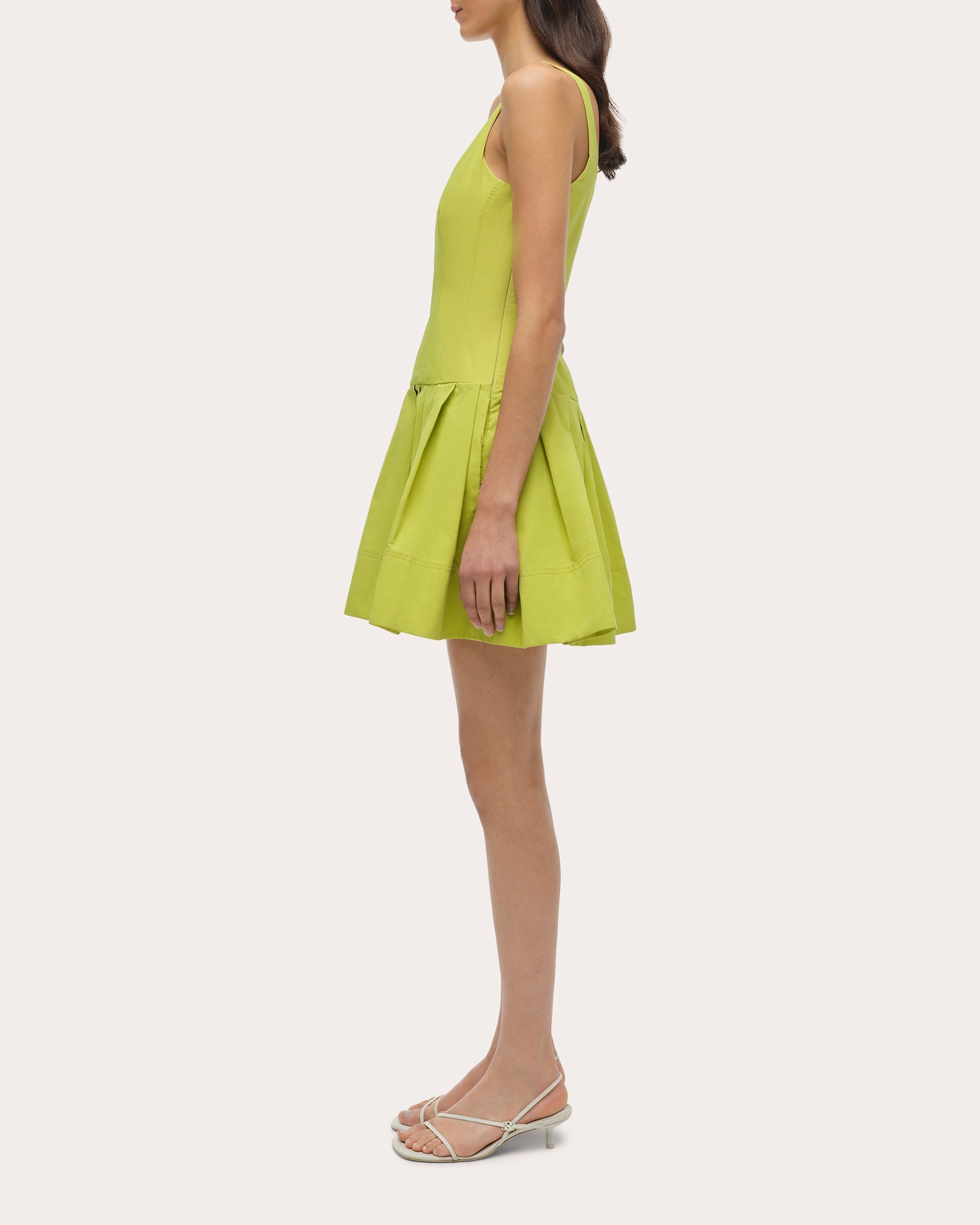 Lucy Faille Sleeveless Drop-Waist Mini Dress