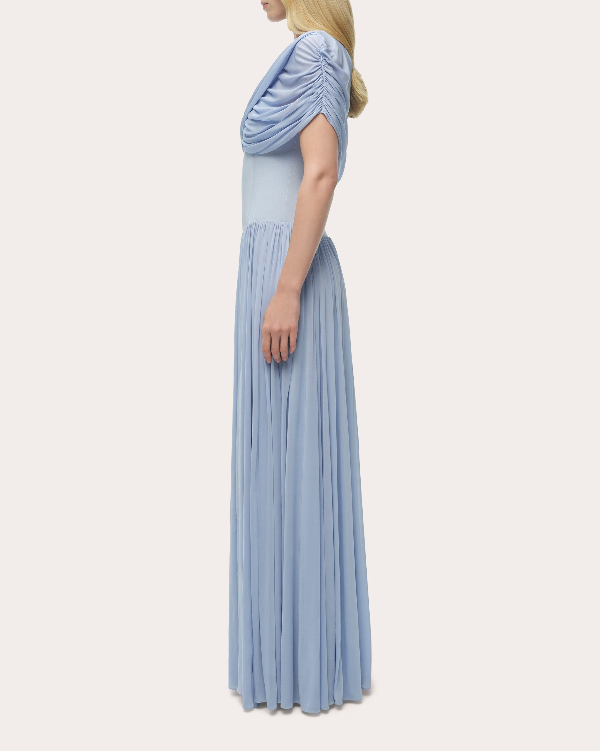 Nancie Ruched Jersey Cape Midi Dress
