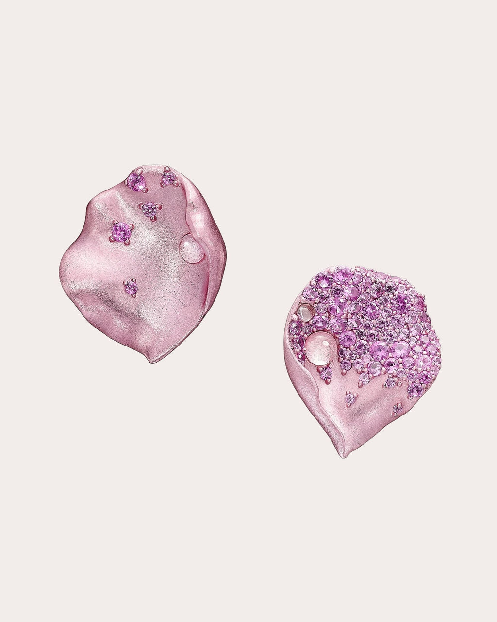 Pink Sapphire & White Topaz Petal Stud Earrings