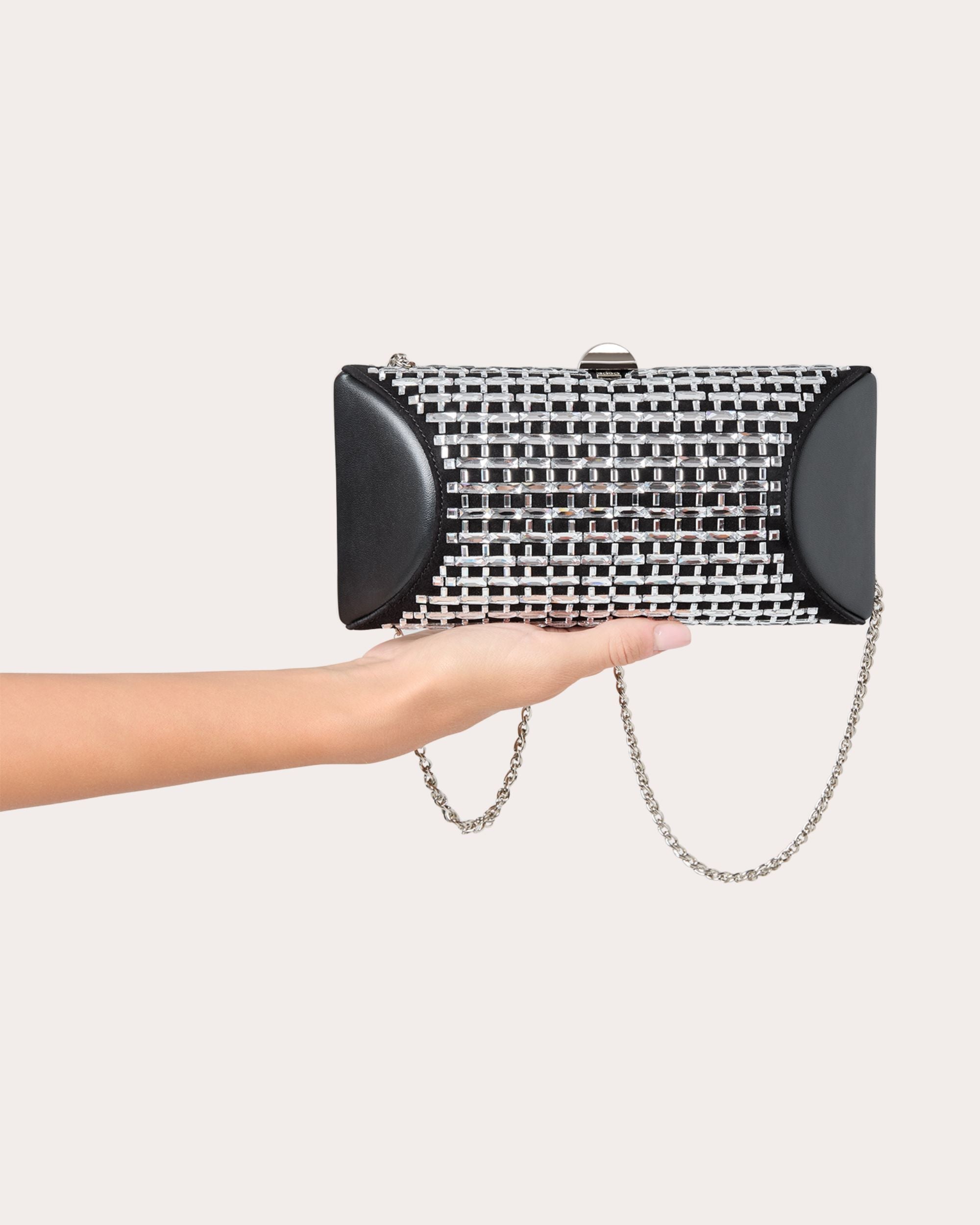 Tube Plus Crystal Leather Clutch