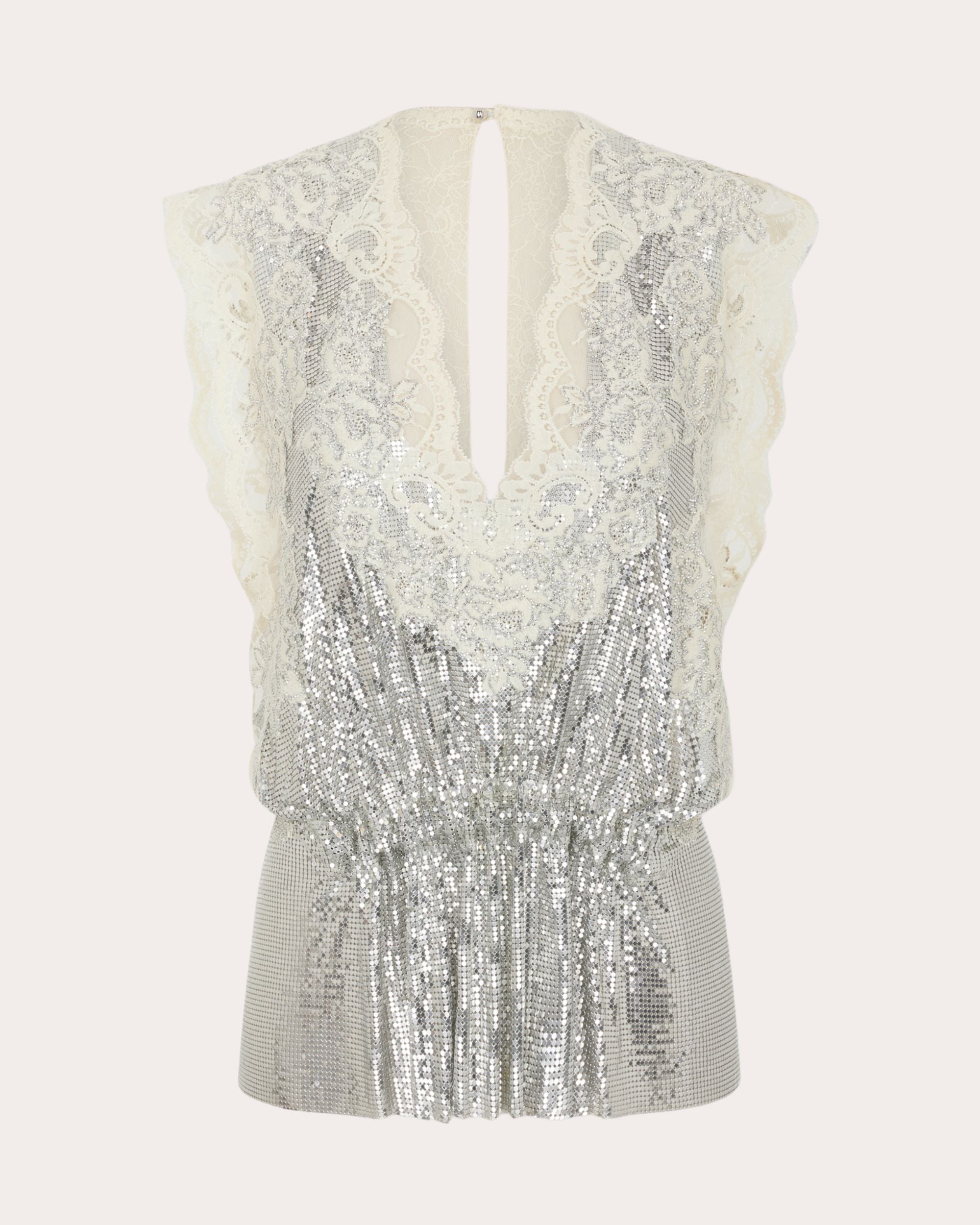Lace-Trimmed Chainmail Mesh Top