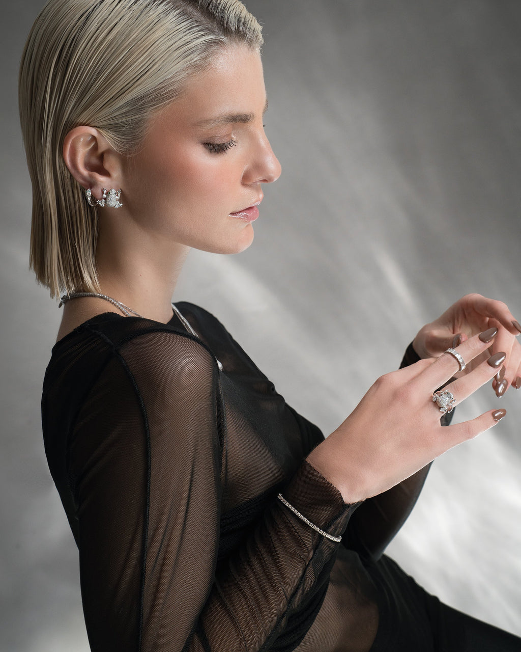 Diamond Amazonica Frog Stud Earrings