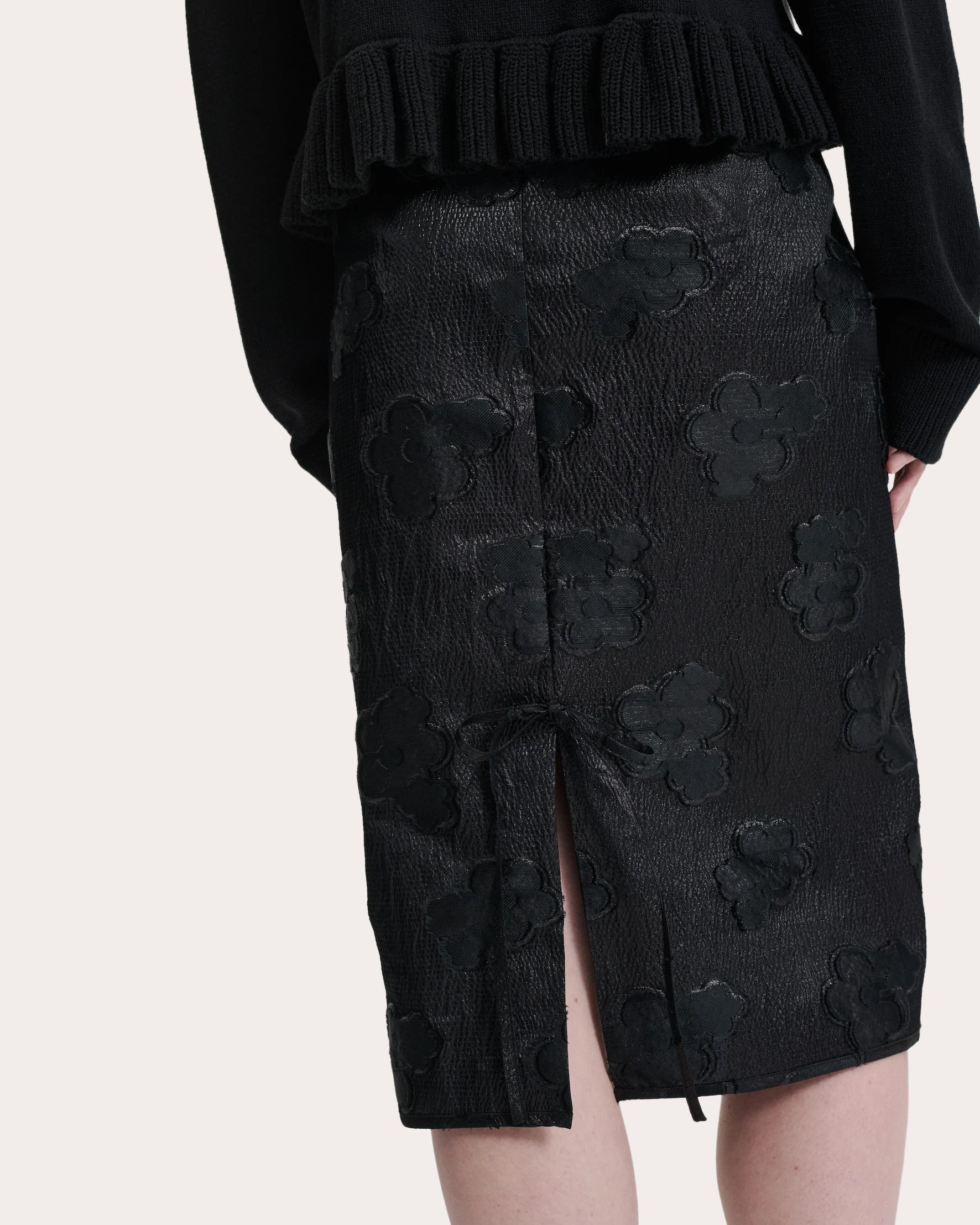 Allegra Floral Embroidered Taffeta Midi Skirt