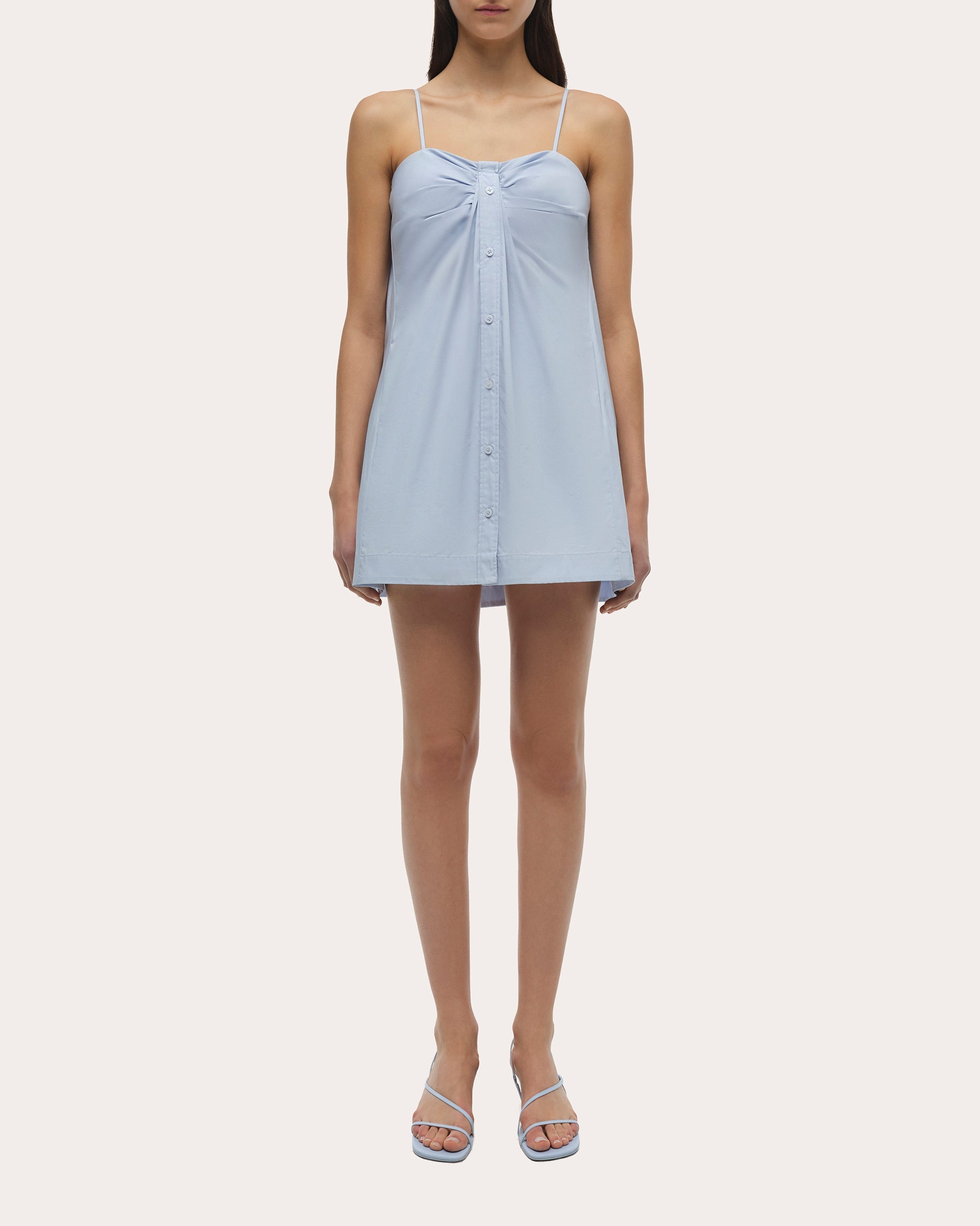 Kendall Poplin Twisted Button-Front Mini Dress