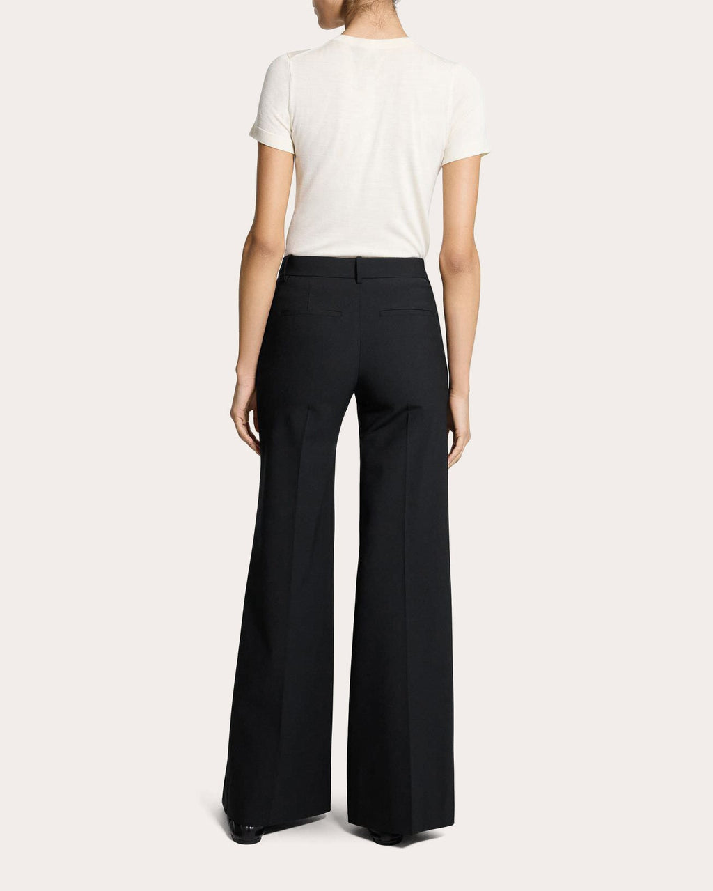 Fluid Wool Creased Flare Trousers
