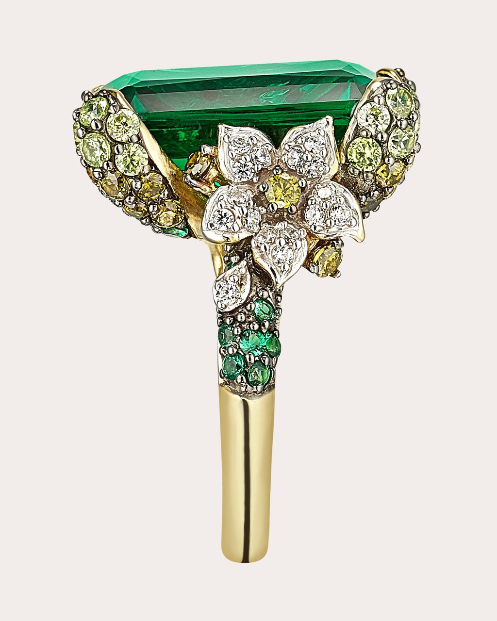 Diamond & Emerald Cinderella Ring