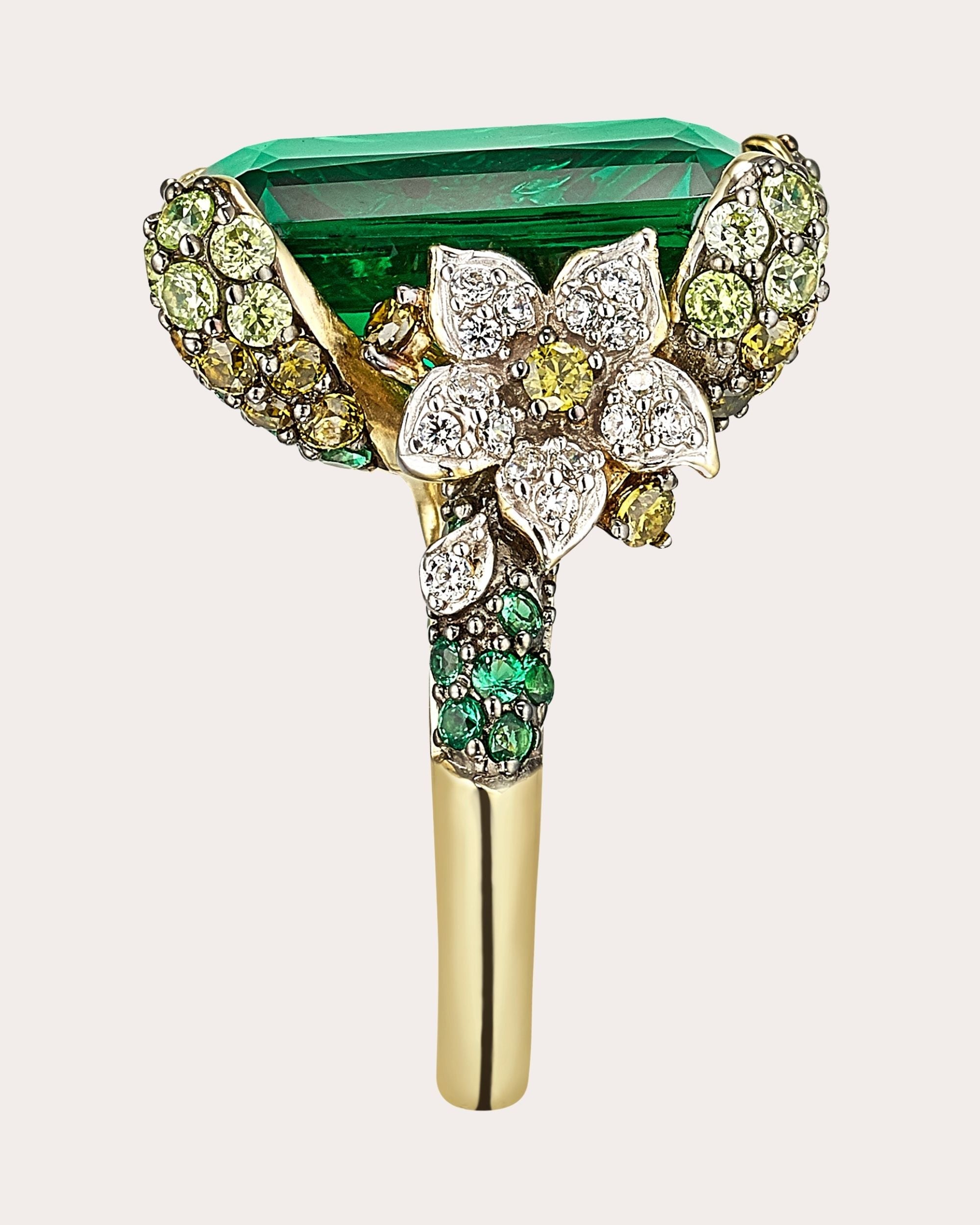 Diamond & Emerald Cinderella Ring