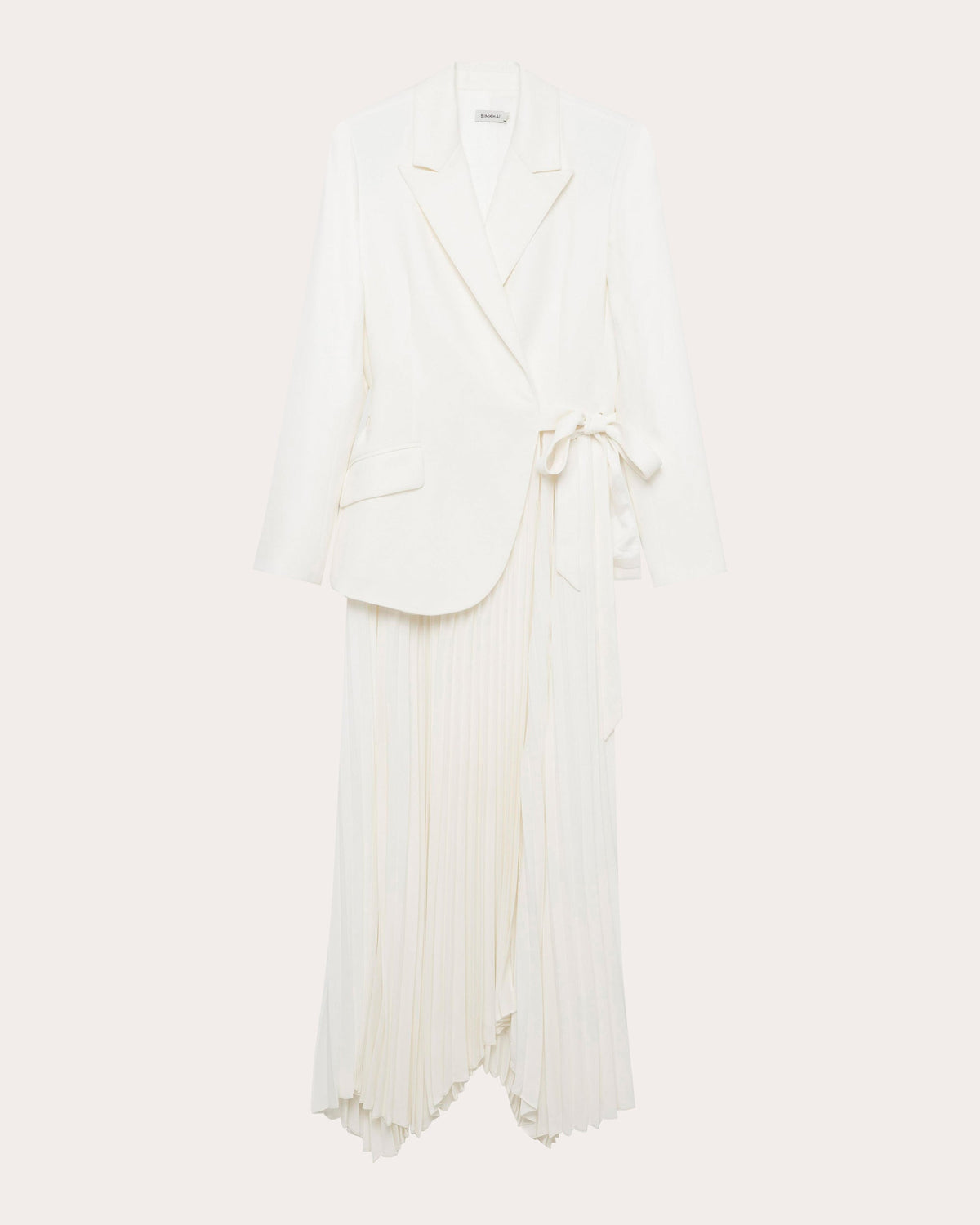 Ambretta Pleated Crepe Combo Midi Dress