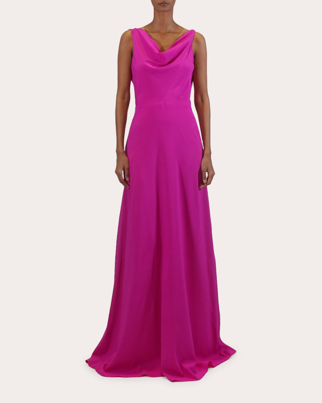 Saunder Silk Charmeuse Cowl Neck Gown