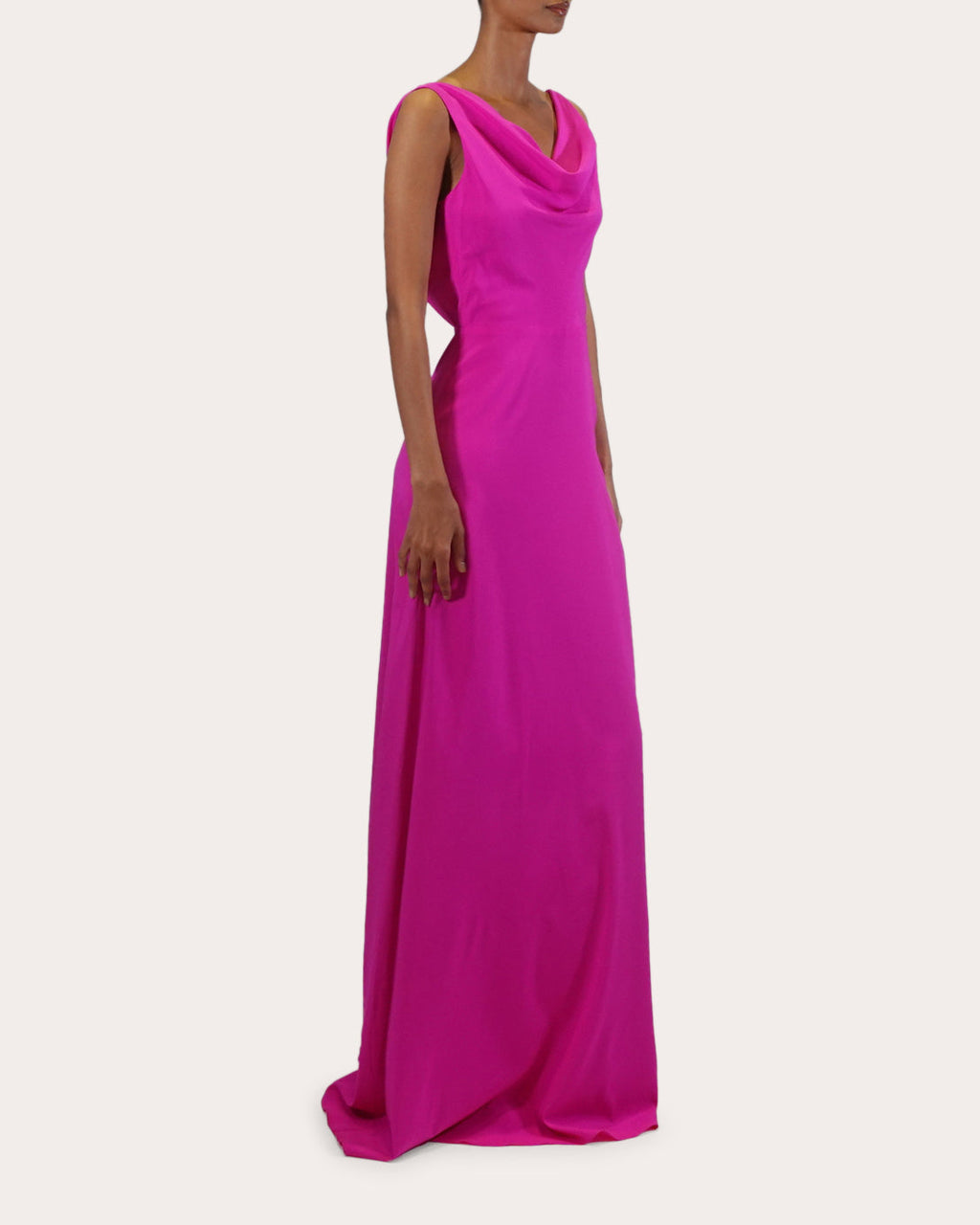 Saunder Silk Charmeuse Cowl Neck Gown