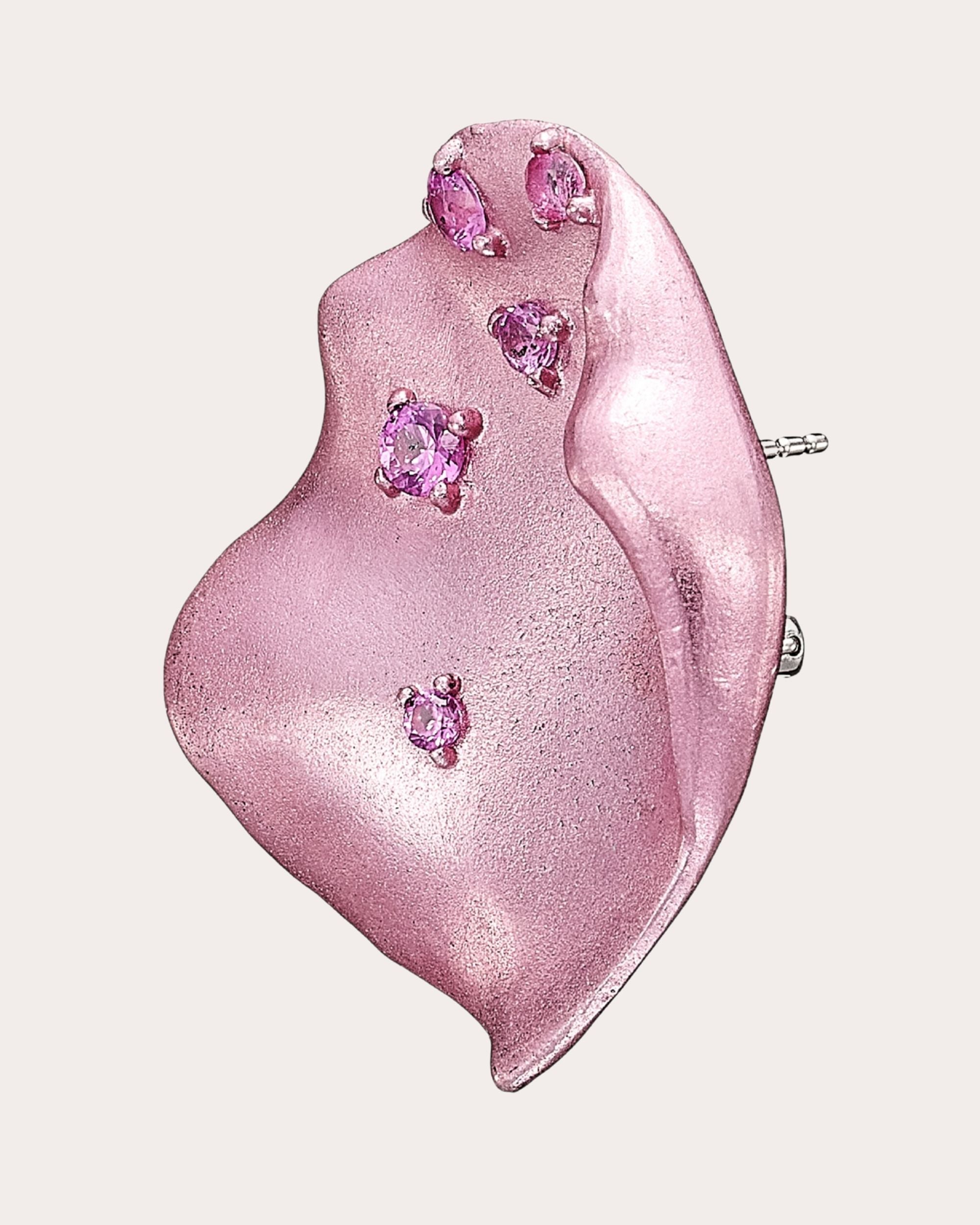 Pink Sapphire & White Topaz Petal Stud Earrings
