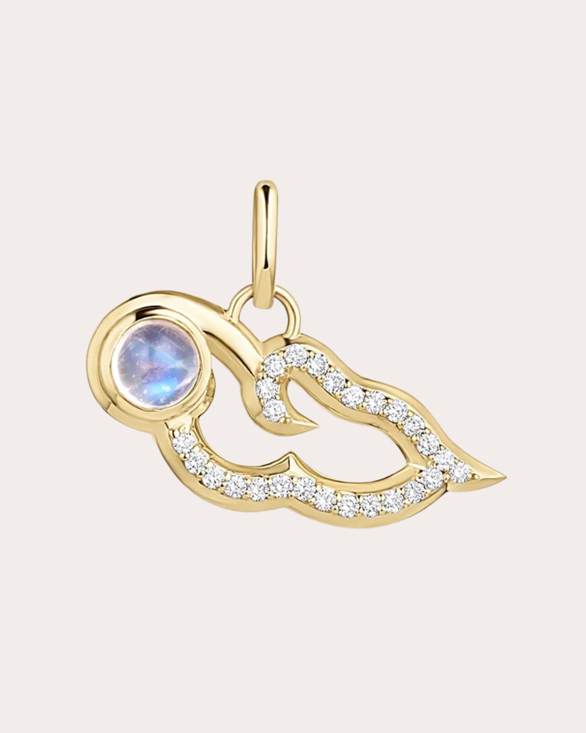 Palace 14K Gold Moonstone and Diamond Cloud Pendant