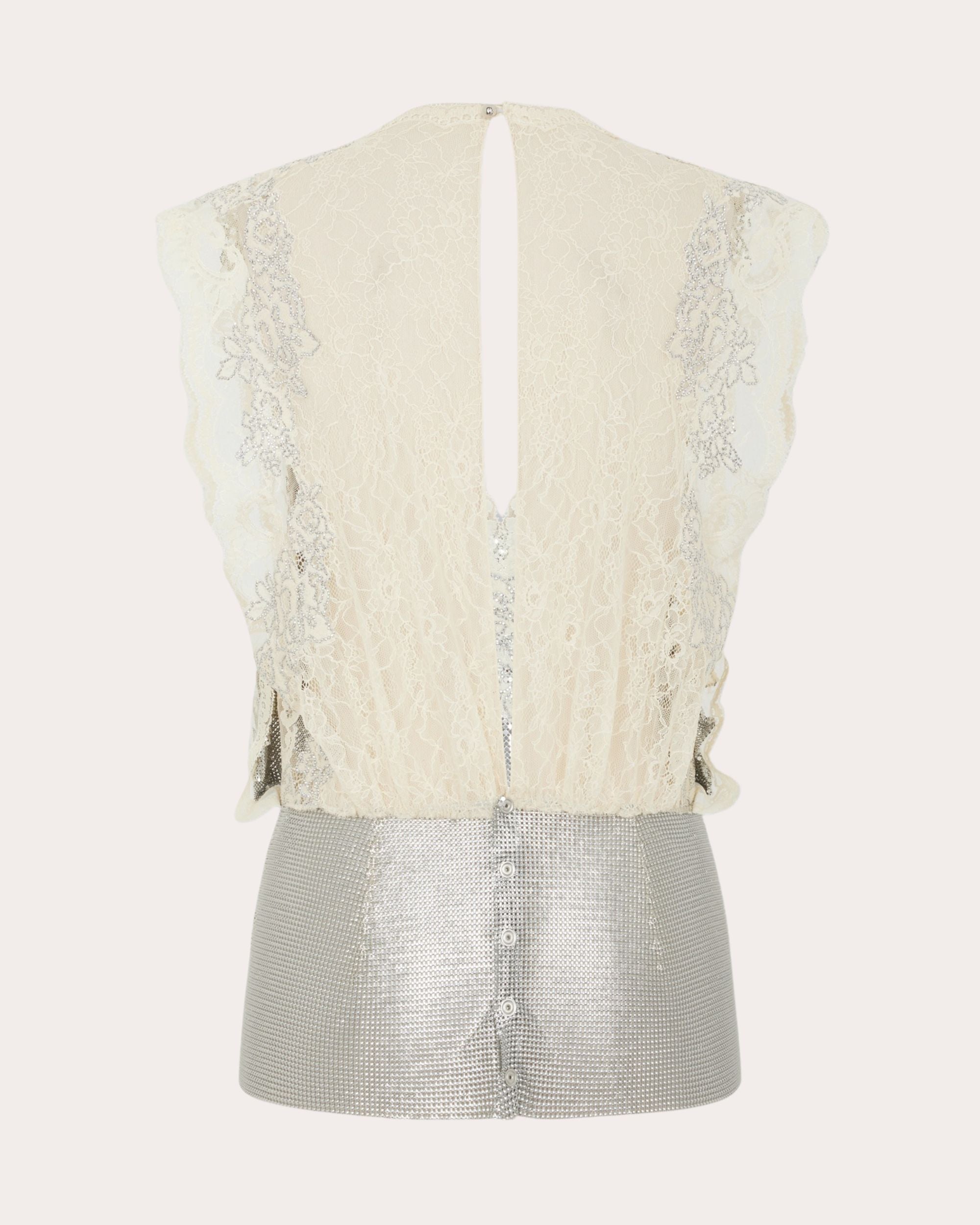 Lace-Trimmed Chainmail Mesh Top