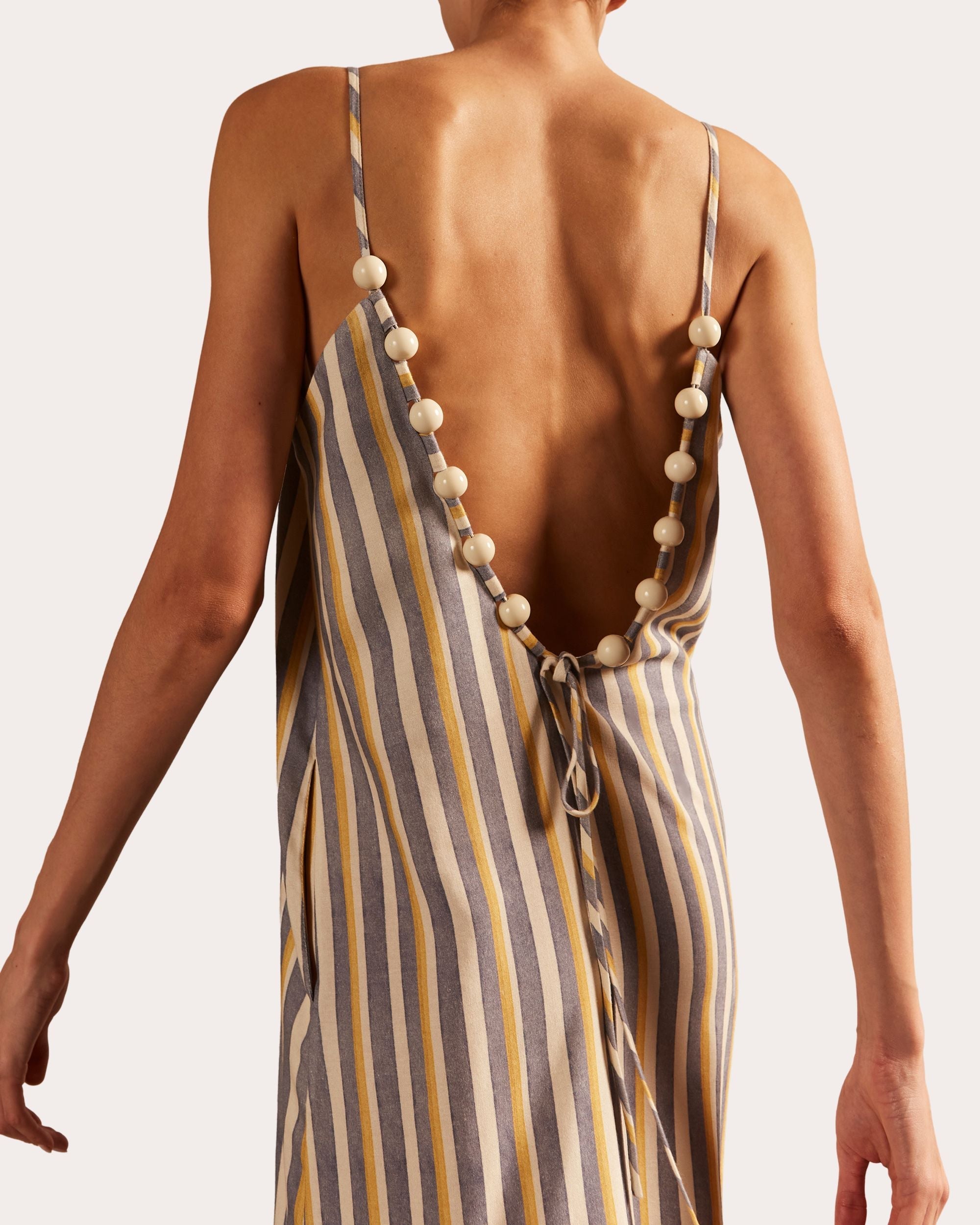 Golden Age Embellished Striped Maxi Dress