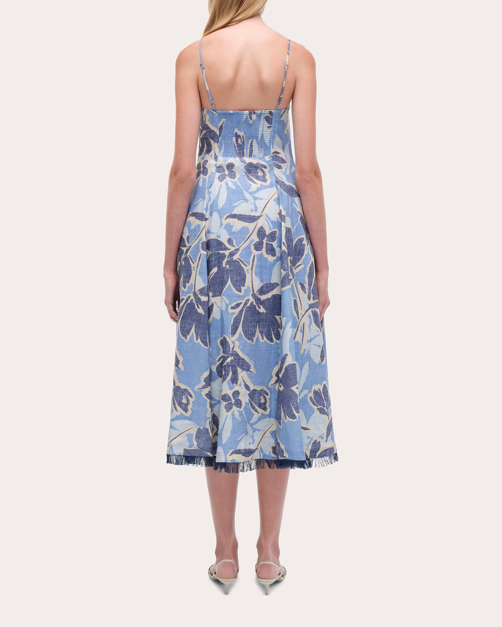 Analise Floral Linen Bustier Midi Dress