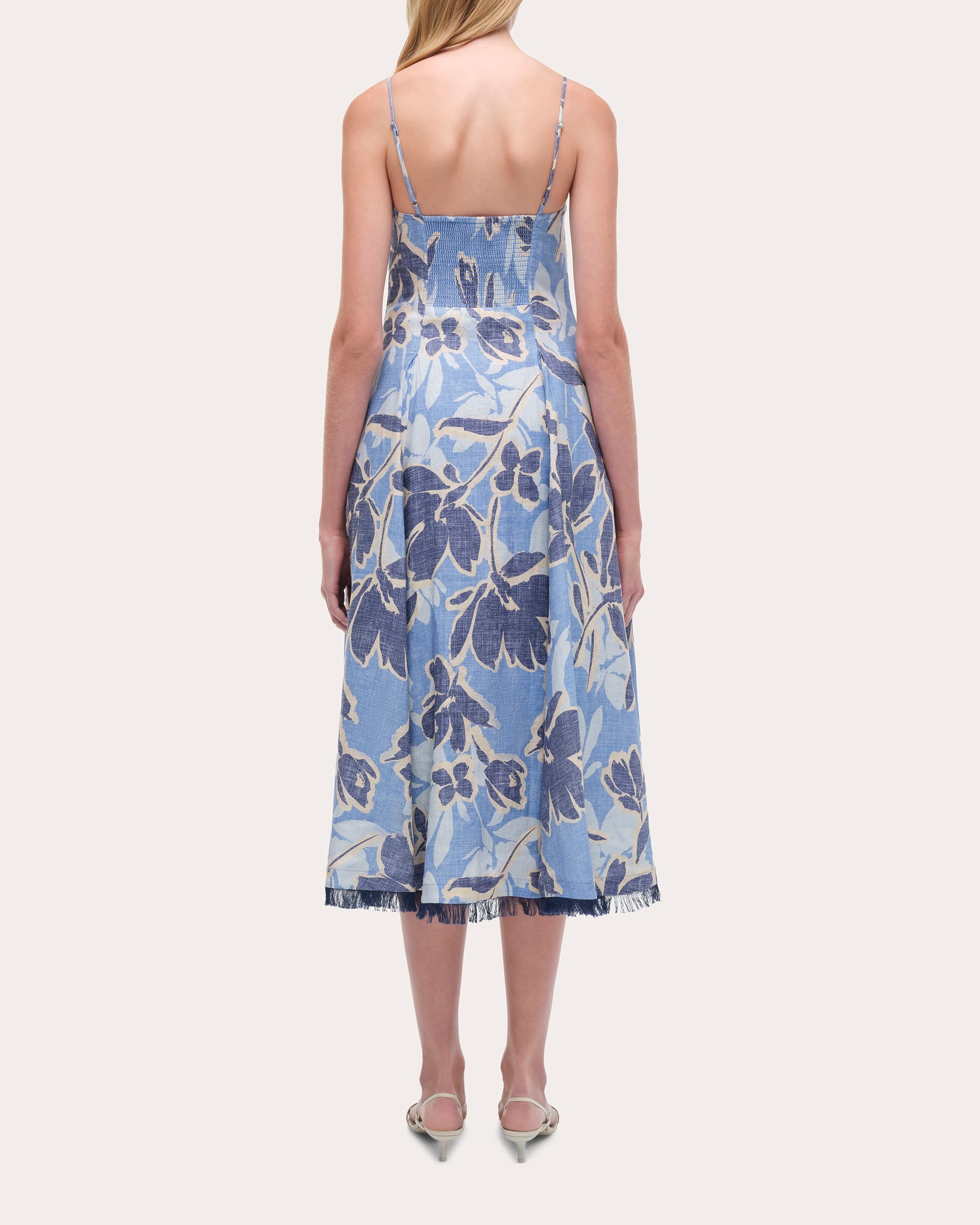 Analise Floral Linen Bustier Midi Dress