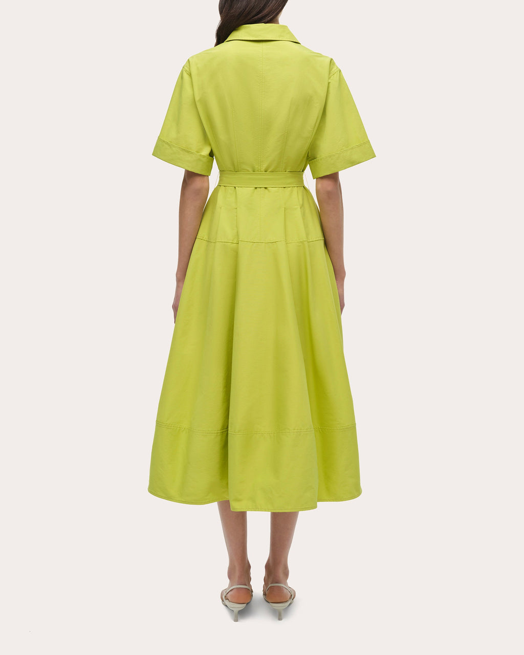 Deanna Faille Belted Collared Midi Dress