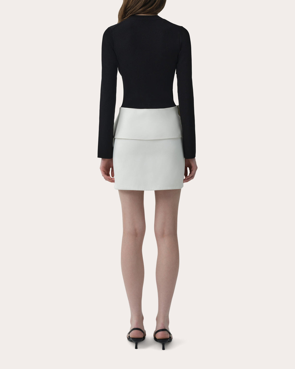 Noel Knit Twill Combo Draped Mini Dress