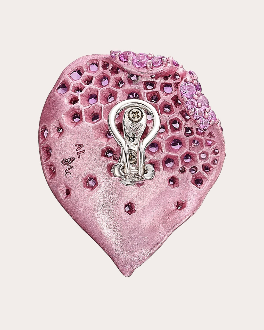 Pink Sapphire & White Topaz Petal Stud Earrings