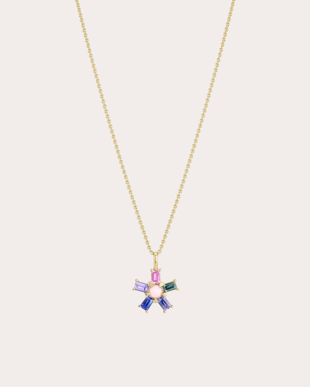 Mini Dream Rays 14K Gold Opal and Sapphire Pendant Necklace