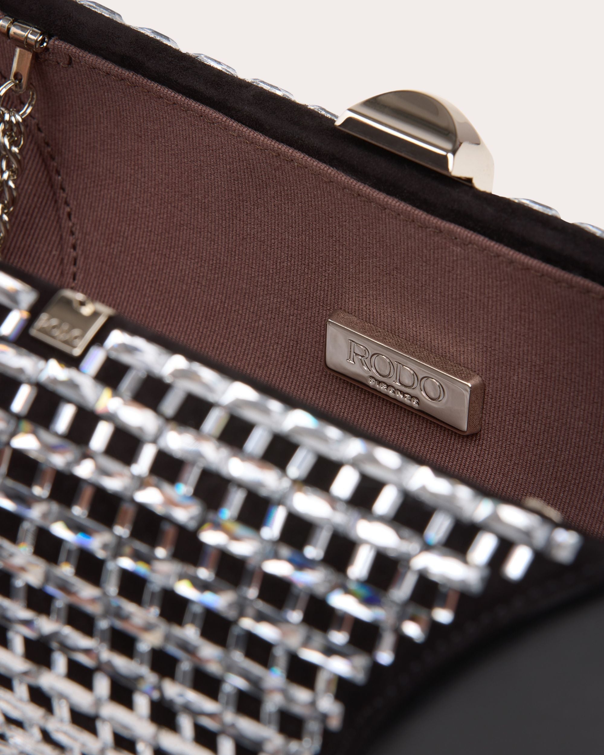 Tube Plus Crystal Leather Clutch