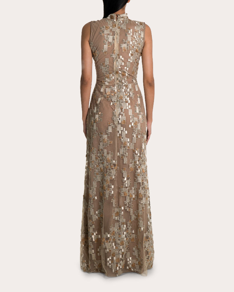 Heidi Embroidered Silk-Tulle Gown