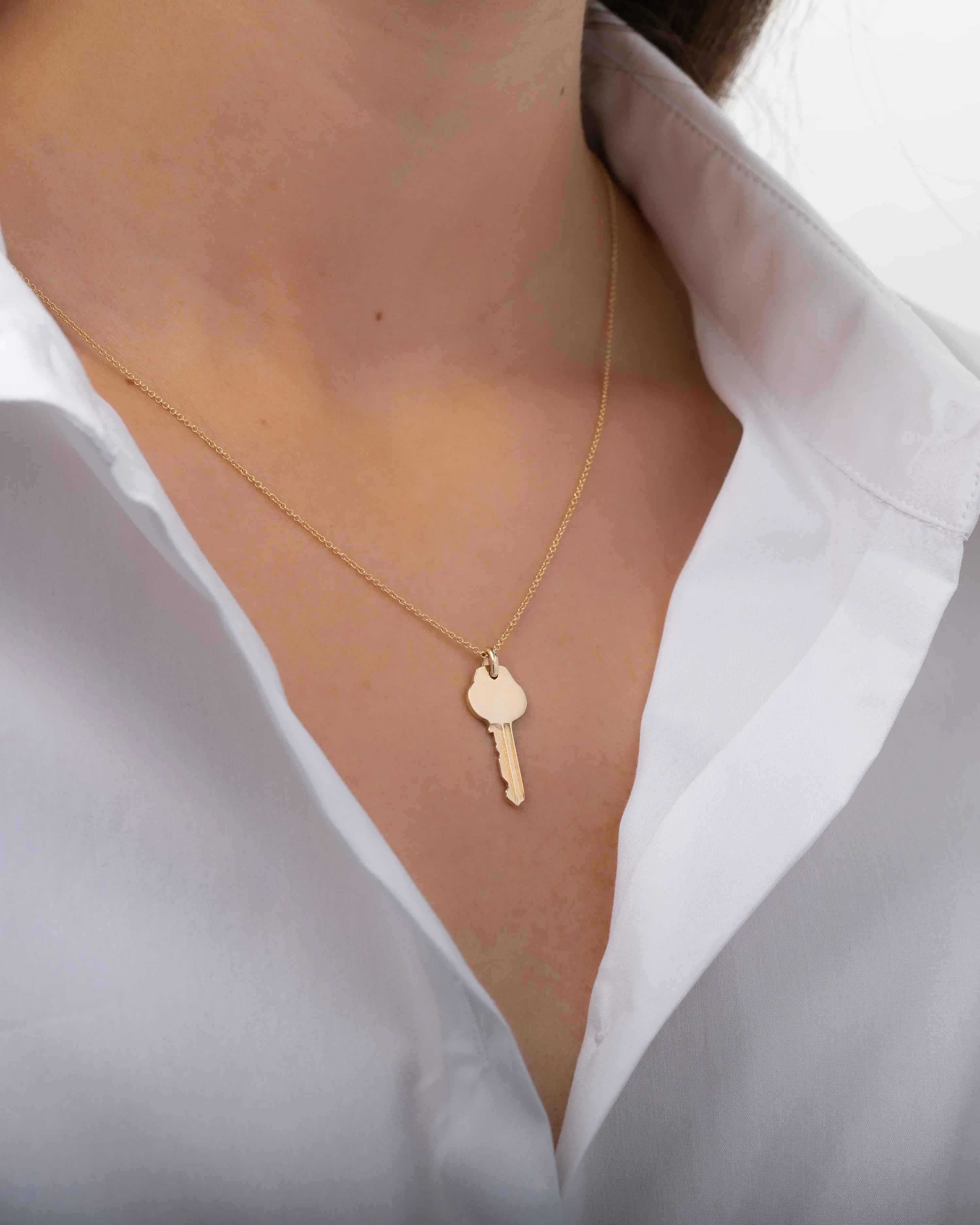 14k Gold Key Initial Pendant Necklace