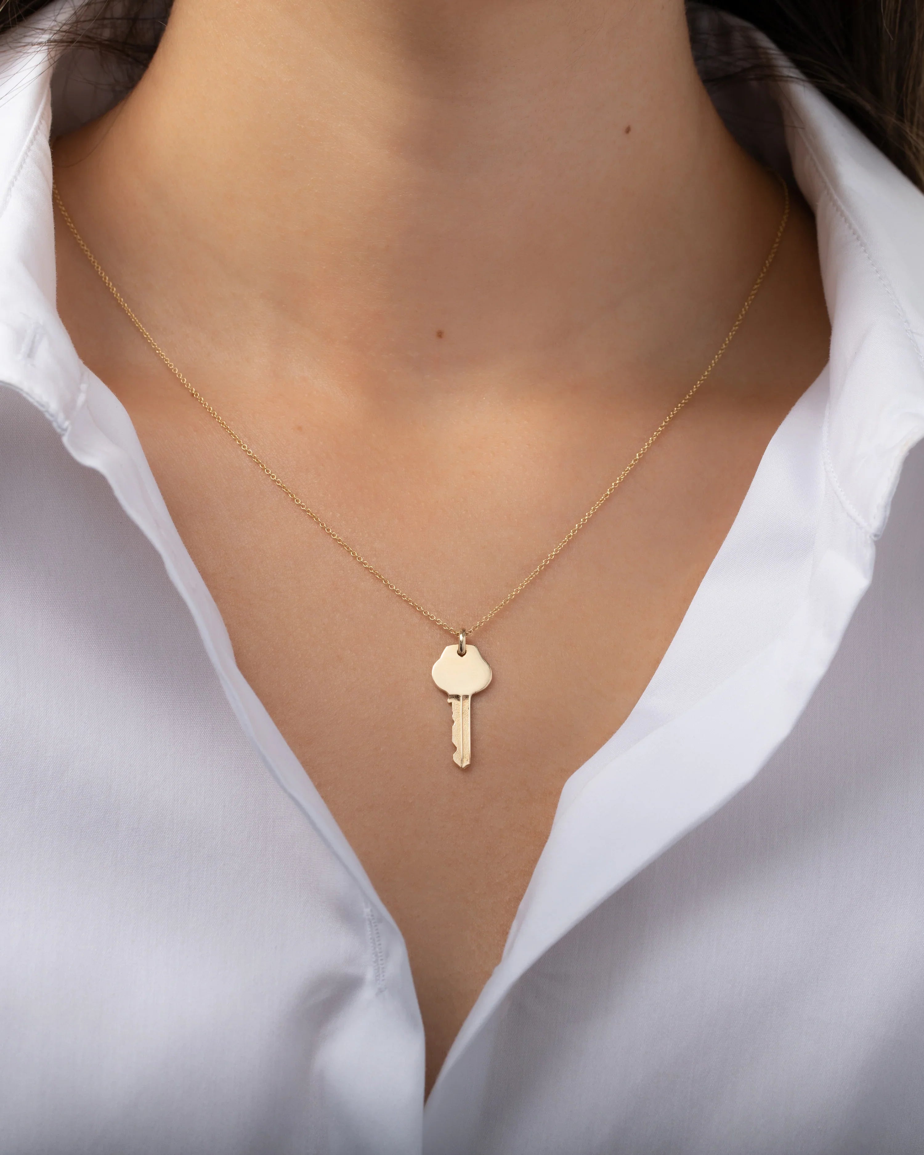 14k Gold Key Initial Pendant Necklace