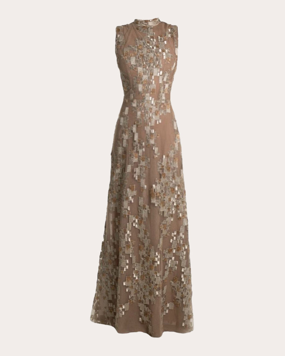 Heidi Embroidered Silk-Tulle Gown