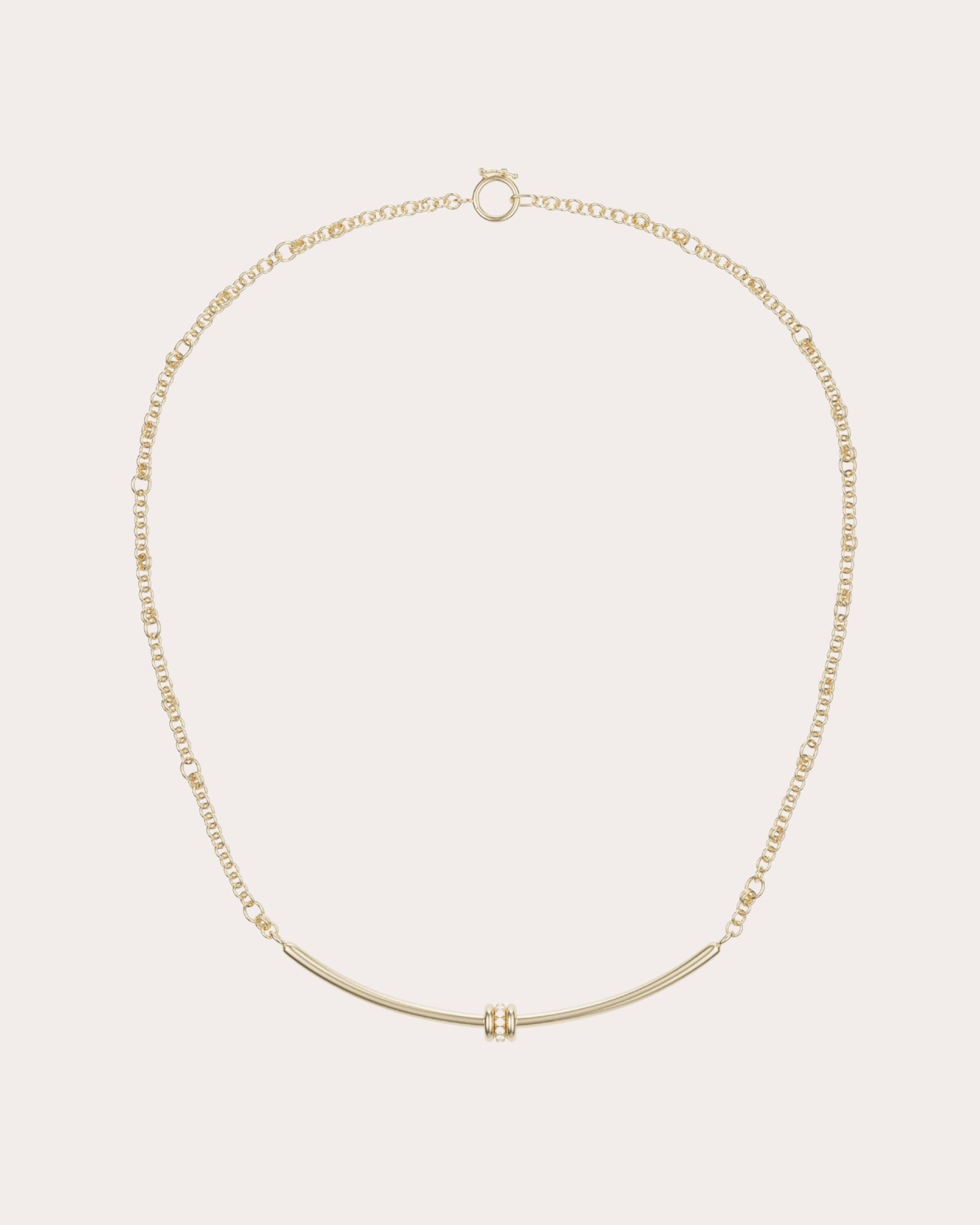 Diamond & 18k Gold Gravity Pavé Arc Necklace