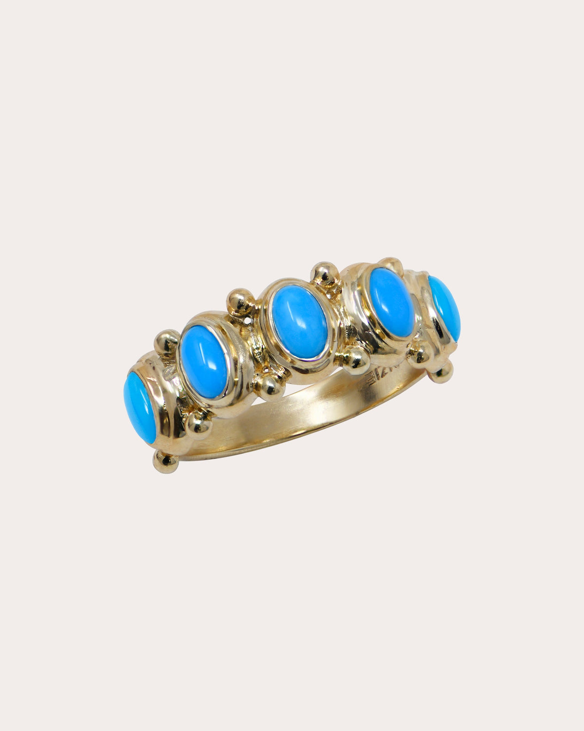 Turquoise Méditerranée Oval Arch Eternity Ring