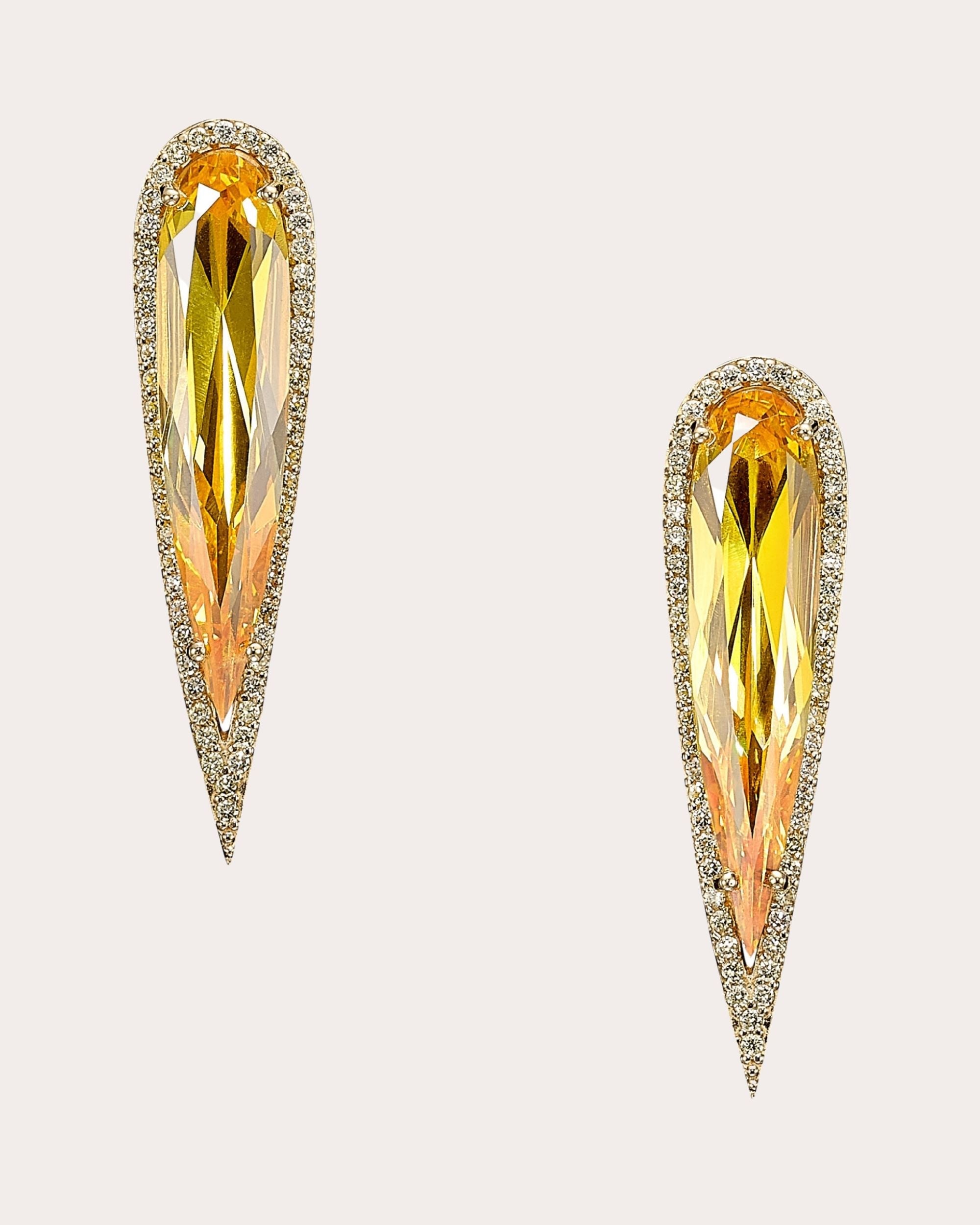 Citrine & Diamond Glimmer Drop Earrings