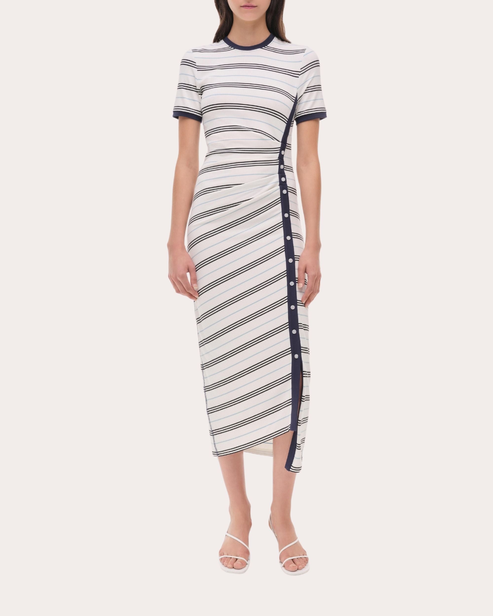 Shanna Stripe Knit Ruched Midi Dress
