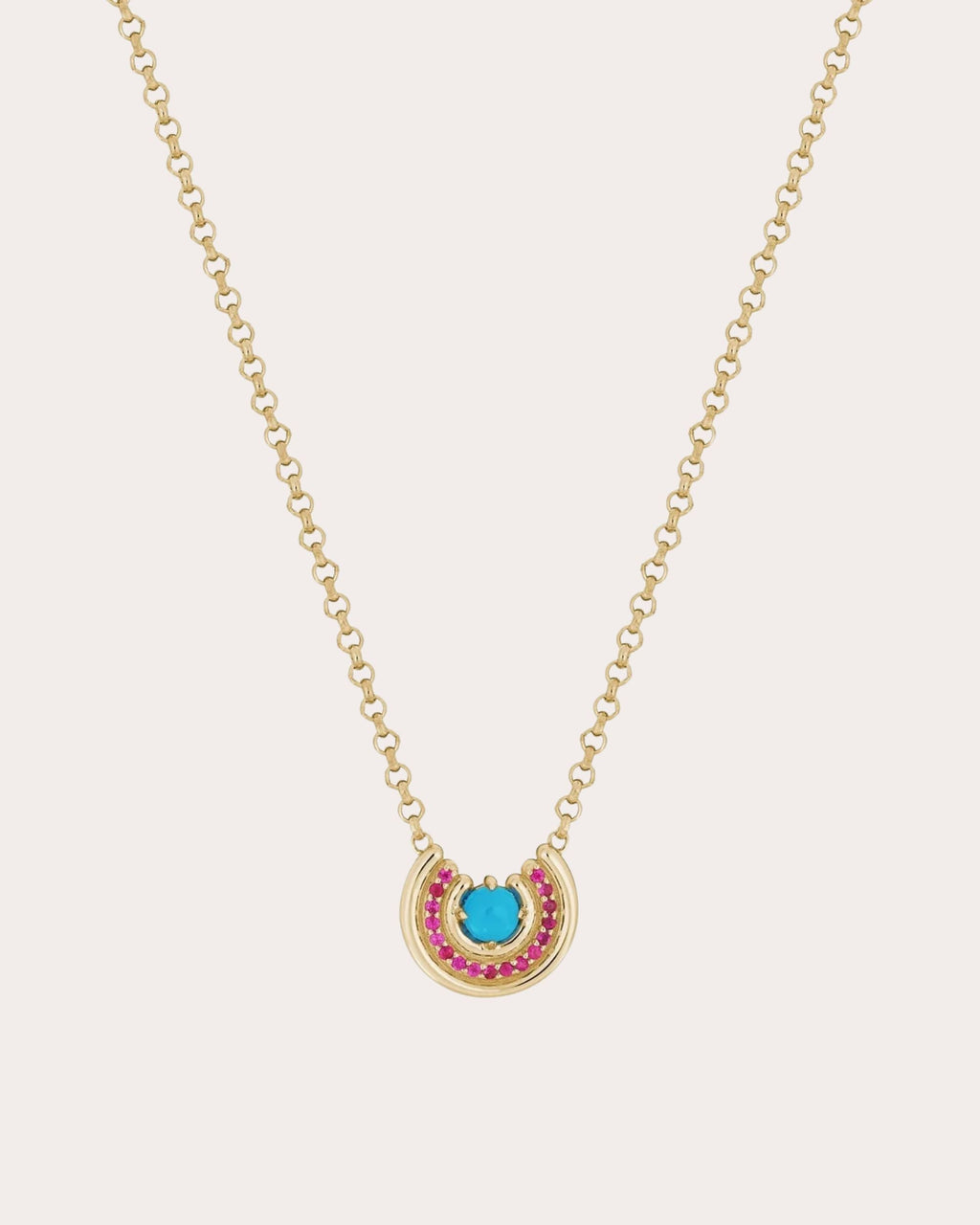 Revival Row 14K Gold Turquoise and Sapphire Pendant Necklace