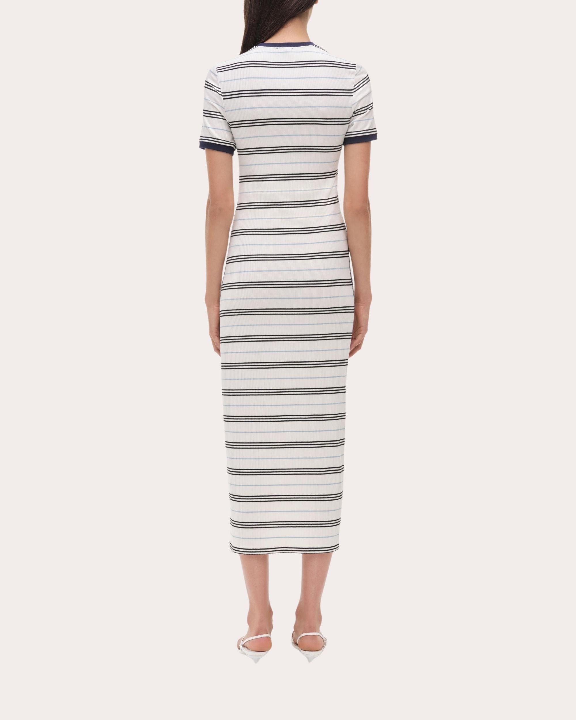 Shanna Stripe Knit Ruched Midi Dress