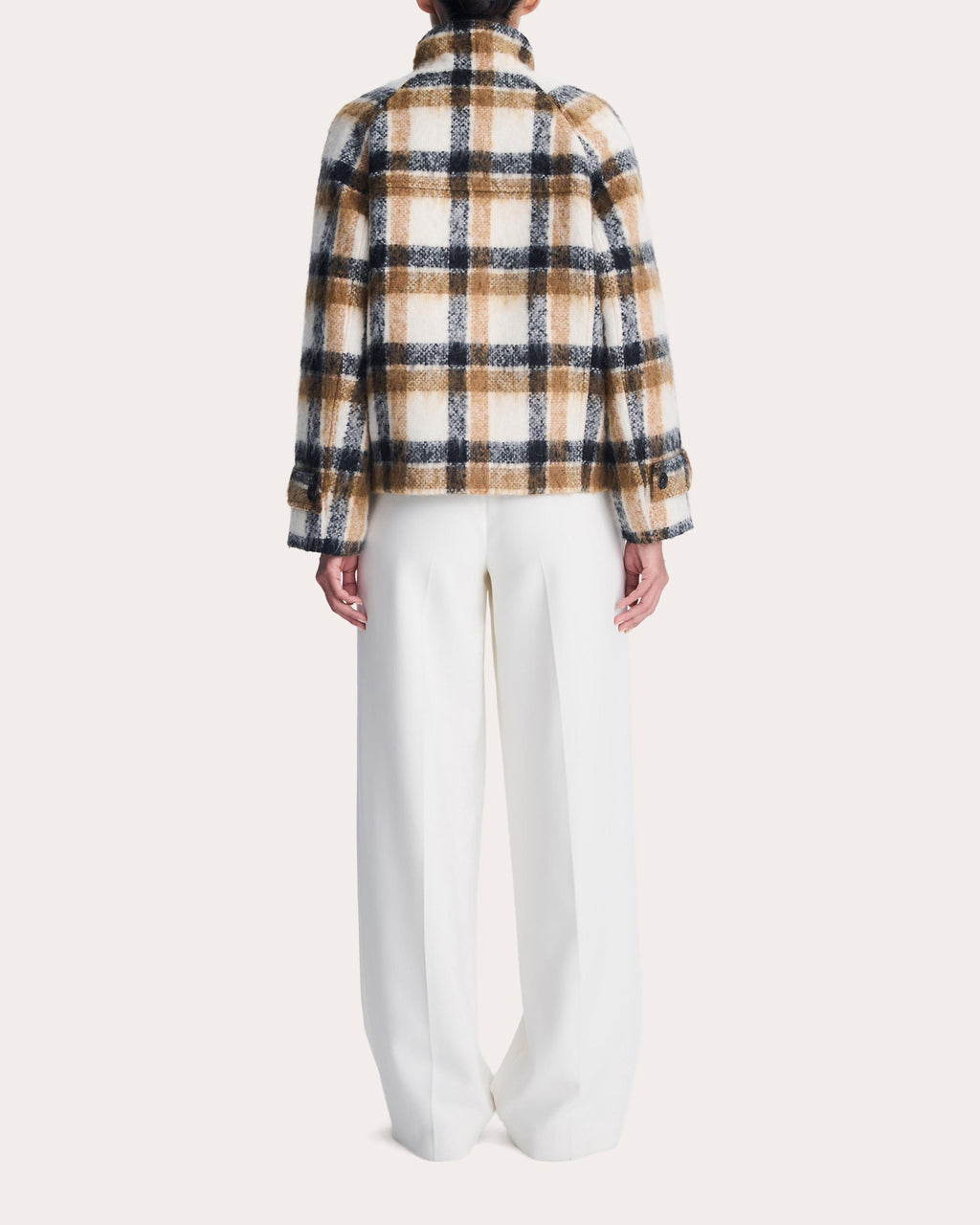 Virelle Plaid Wool Funnel Jacket