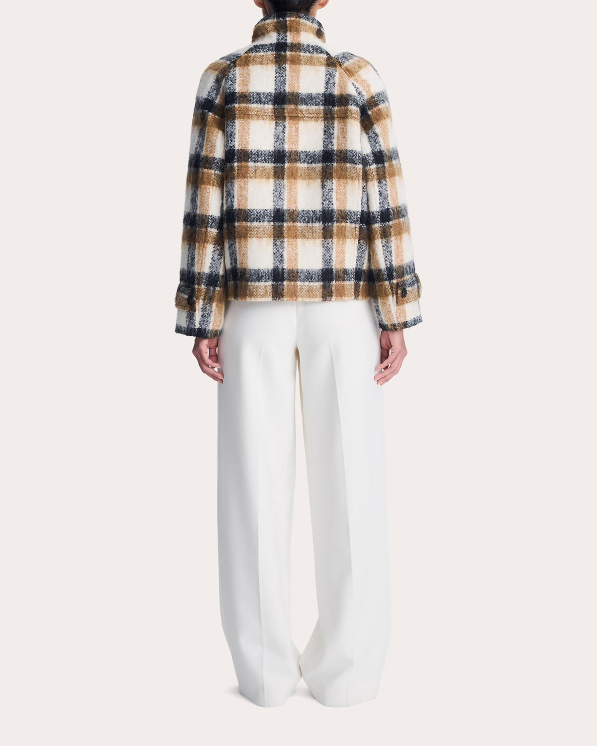 Virelle Plaid Wool Funnel Jacket