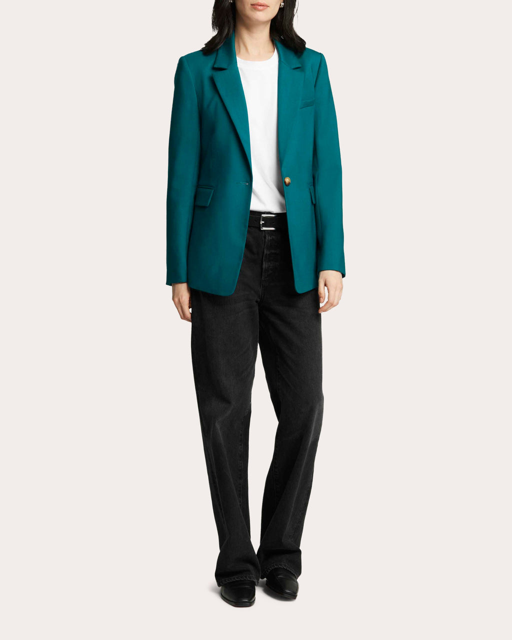 Seasonless Wool Fitted Notch Lapel Blazer