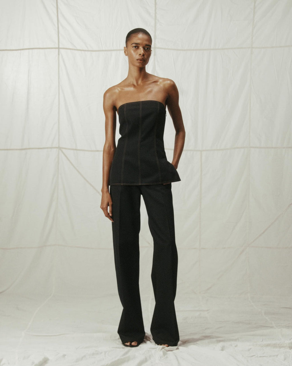 Minimal Topstitched Slip Bustier Top