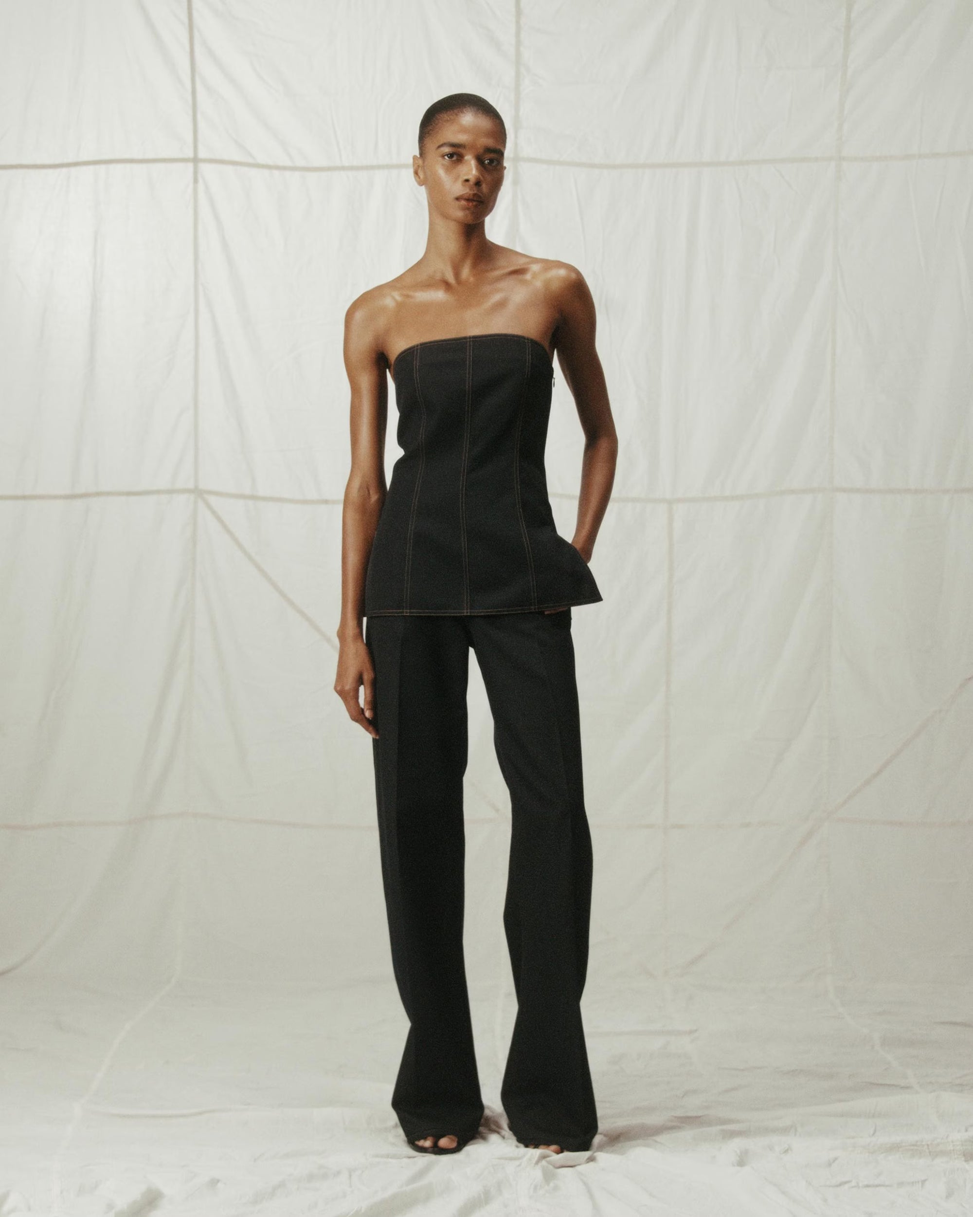 Minimal Topstitched Slip Bustier Top