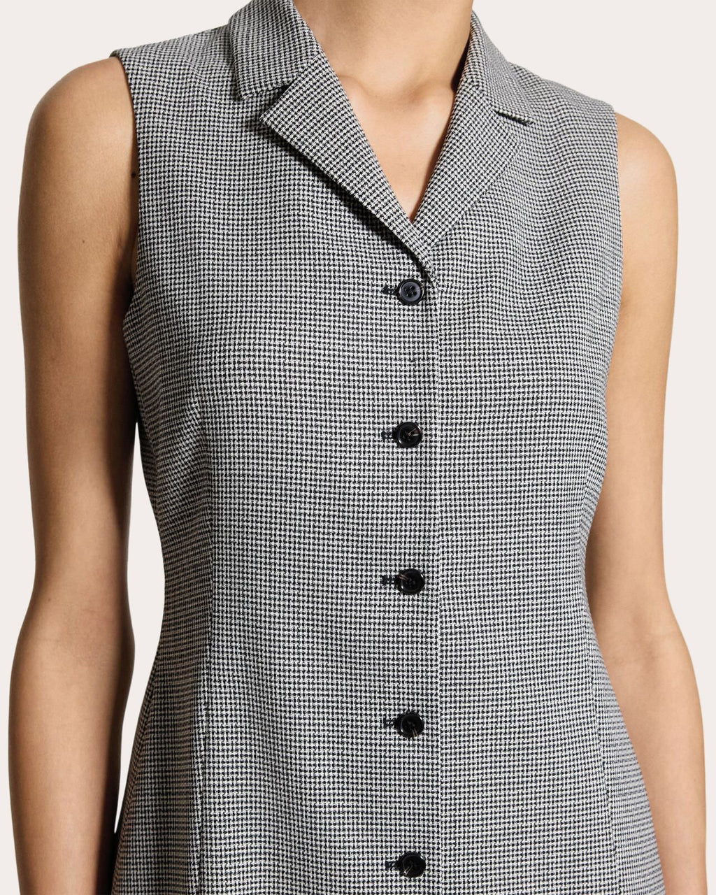 Plaid Wool Twill Sleeveless Blazer Dress